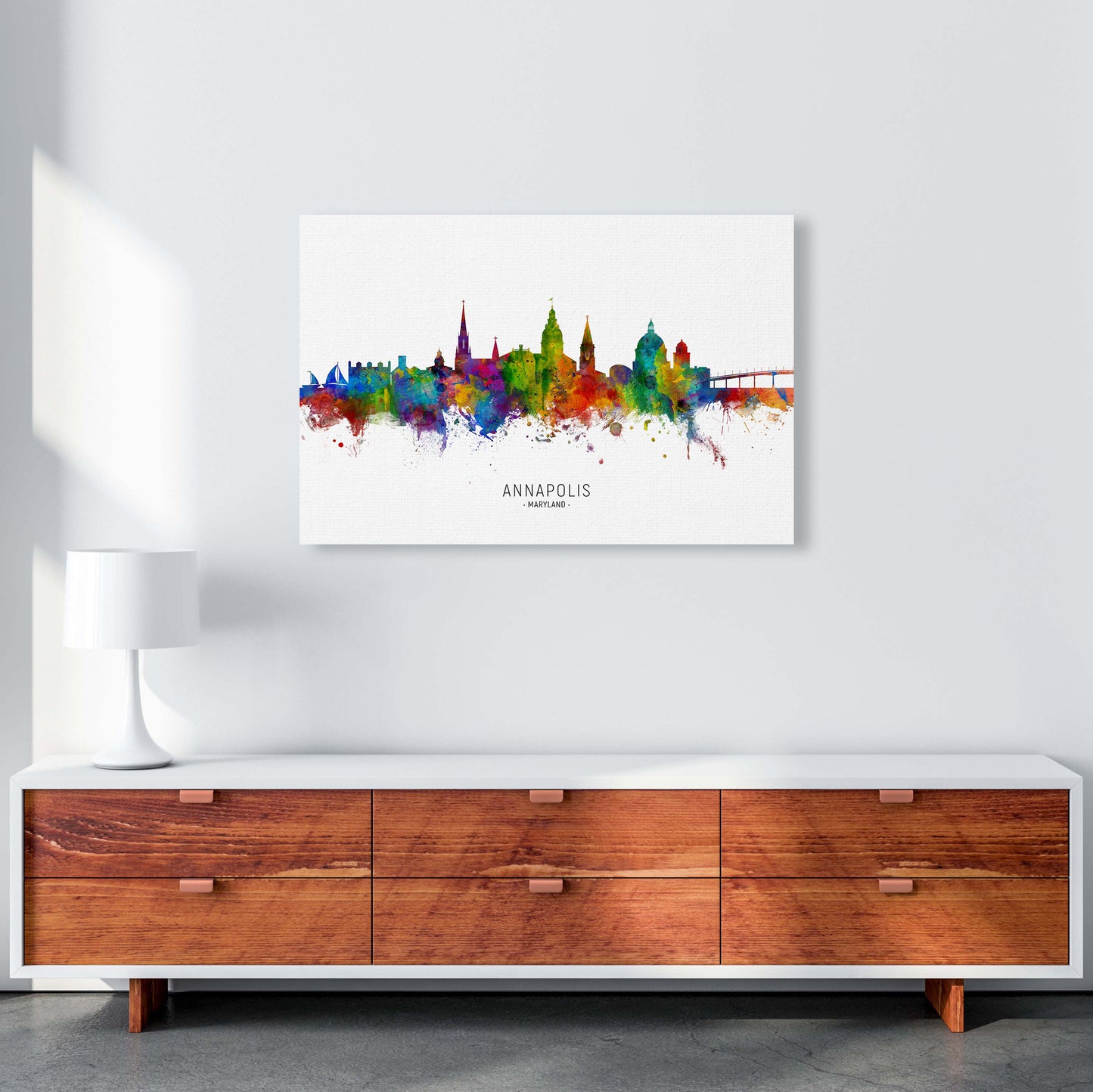 Annapolis Maryland Skyline Art Print by Michael Tompsett A1 Canvas