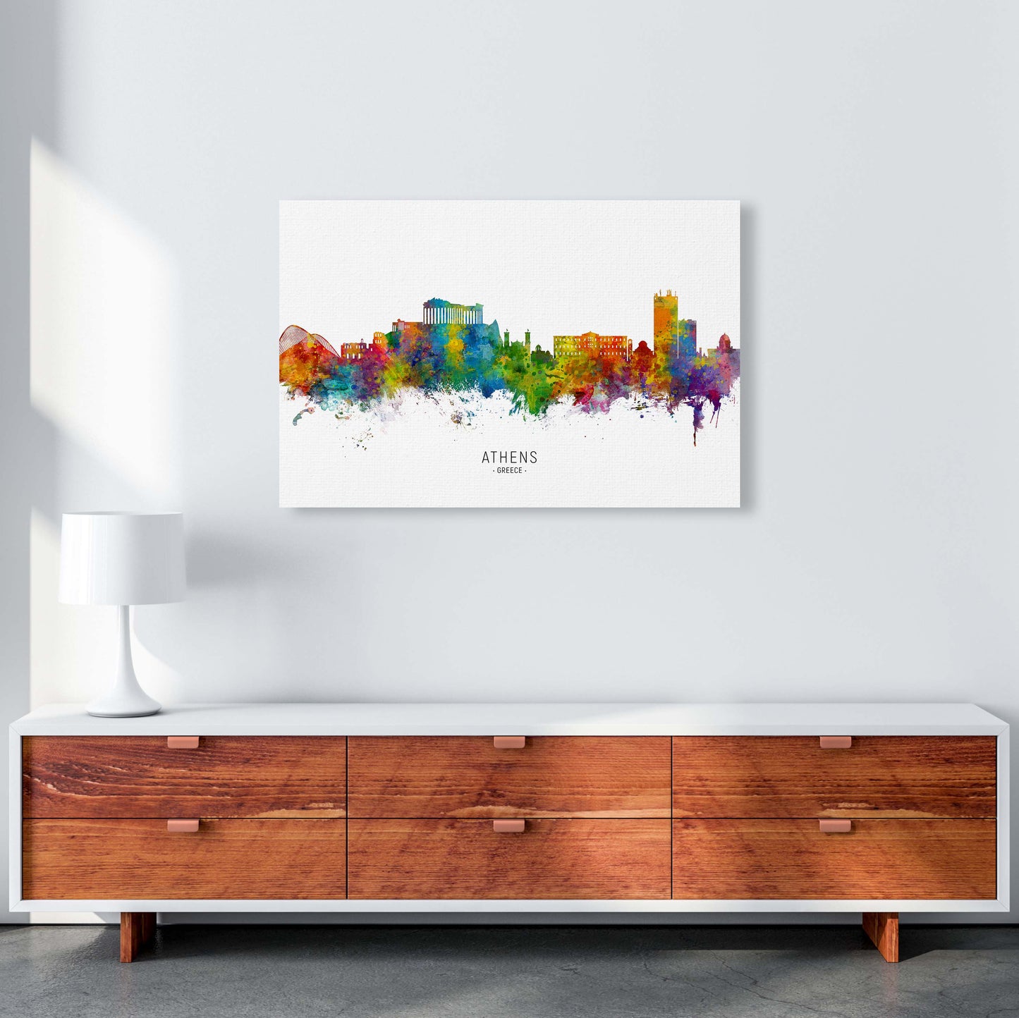Athens Greece Skyline Art Print by Michael Tompsett A1 Canvas