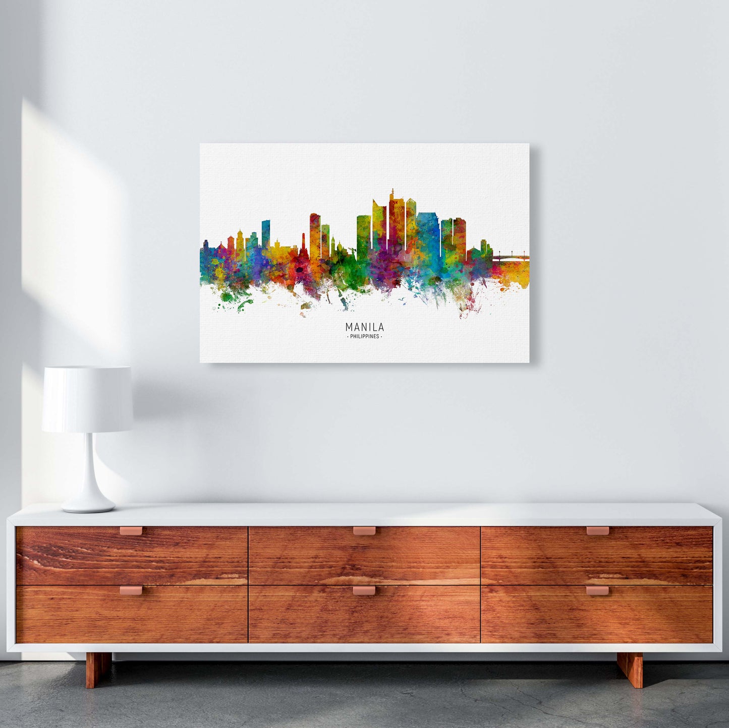 Manila Philippines Skyline Art Print by Michael Tompsett A1 Canvas