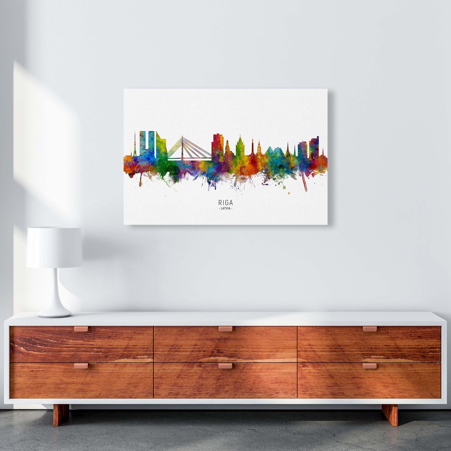Riga Latvia Skyline Art Print by Michael Tompsett A1 Canvas
