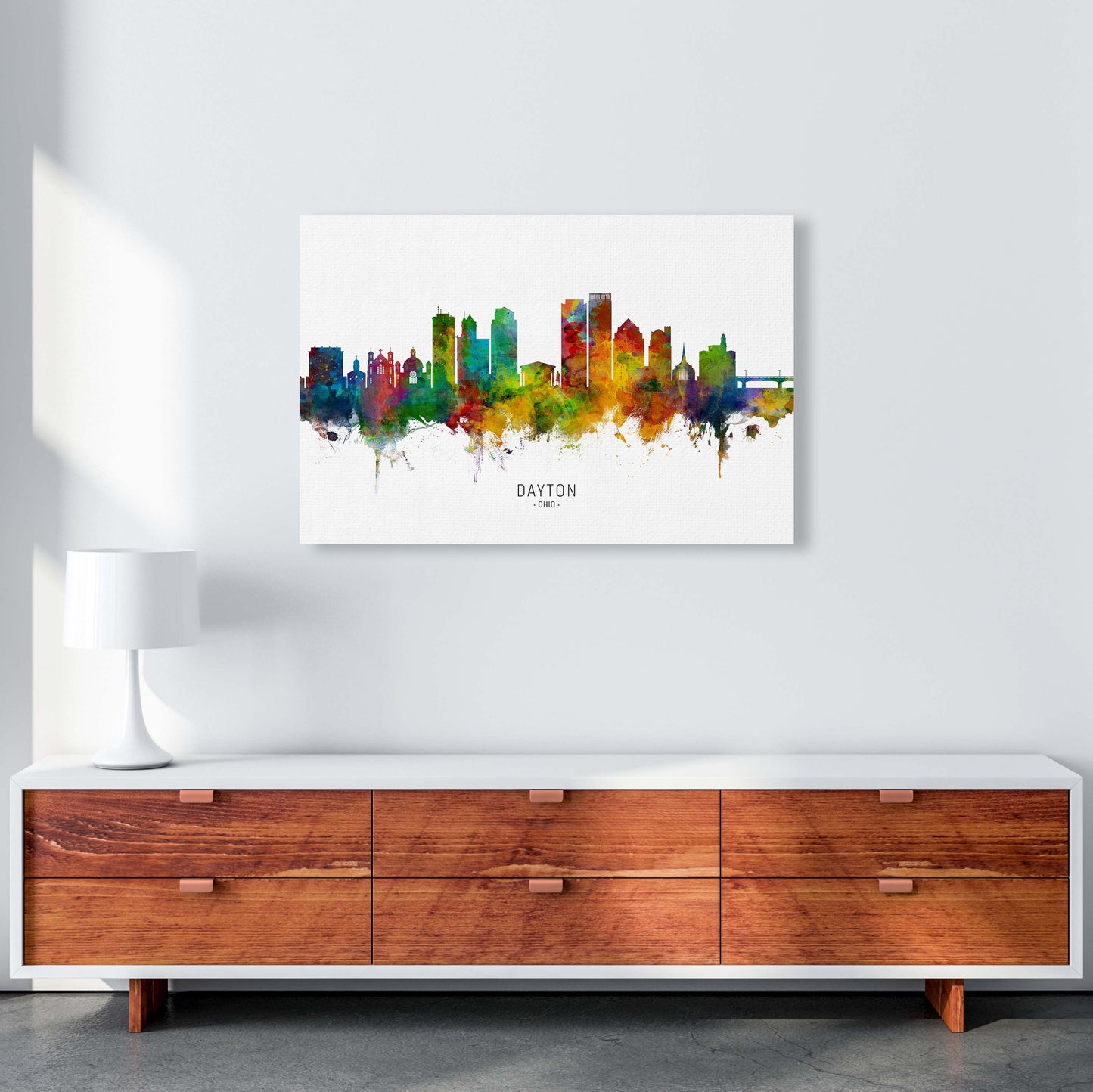 Dayton Ohio Skyline Art Print by Michael Tompsett A1 Canvas