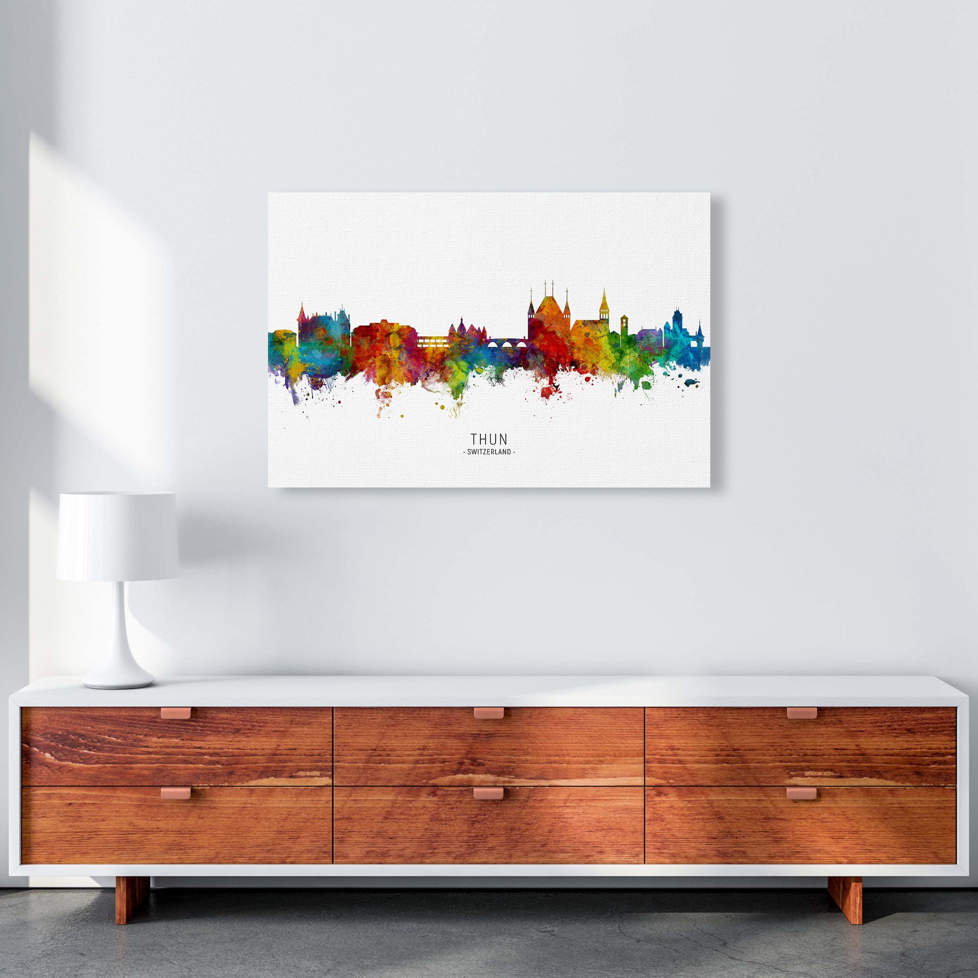 Thun Switzerland Skyline Art Print by Michael Tompsett A1 Canvas