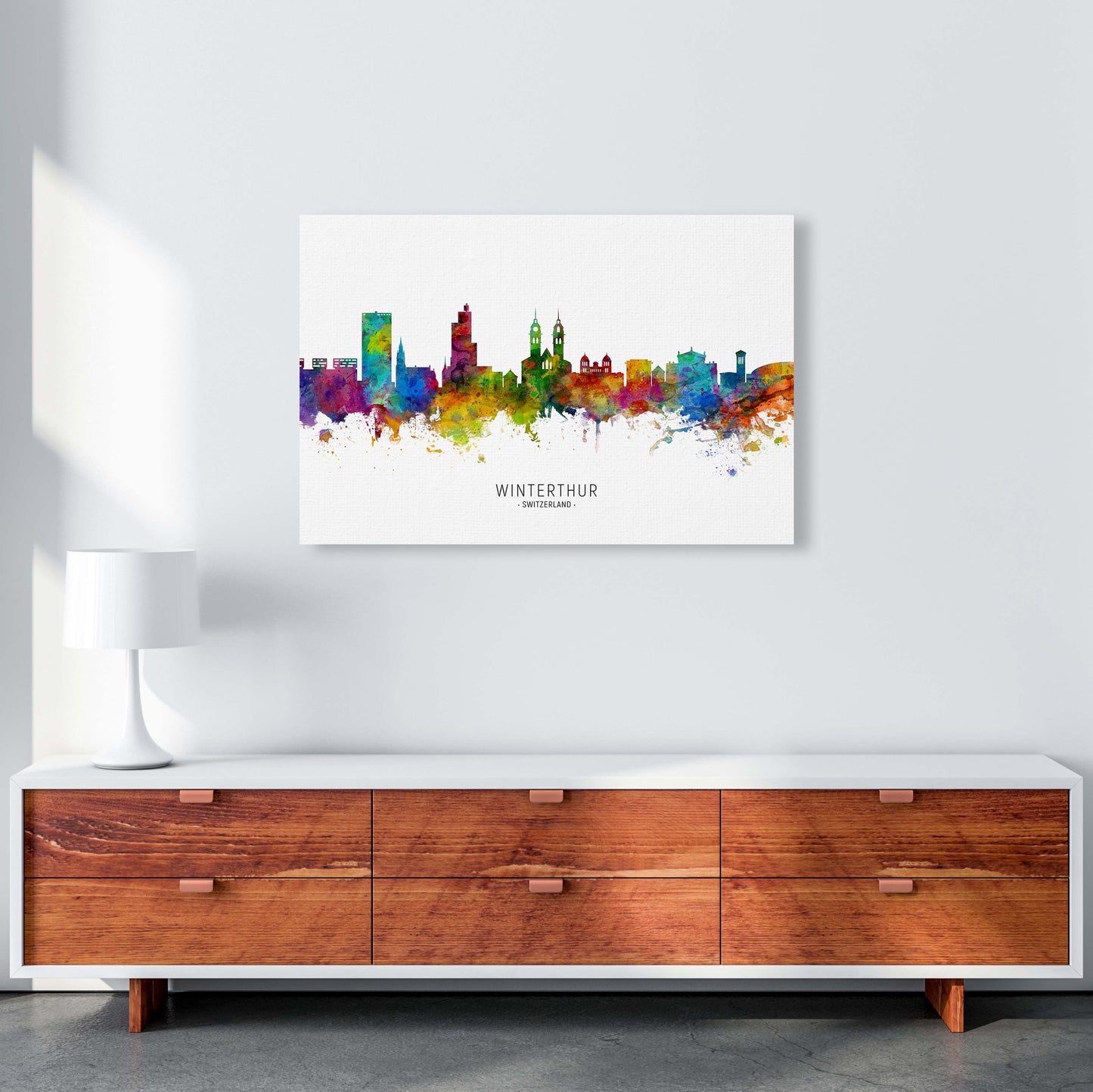 Winterthur Switzerland Skyline Art Print by Michael Tompsett A1 Canvas