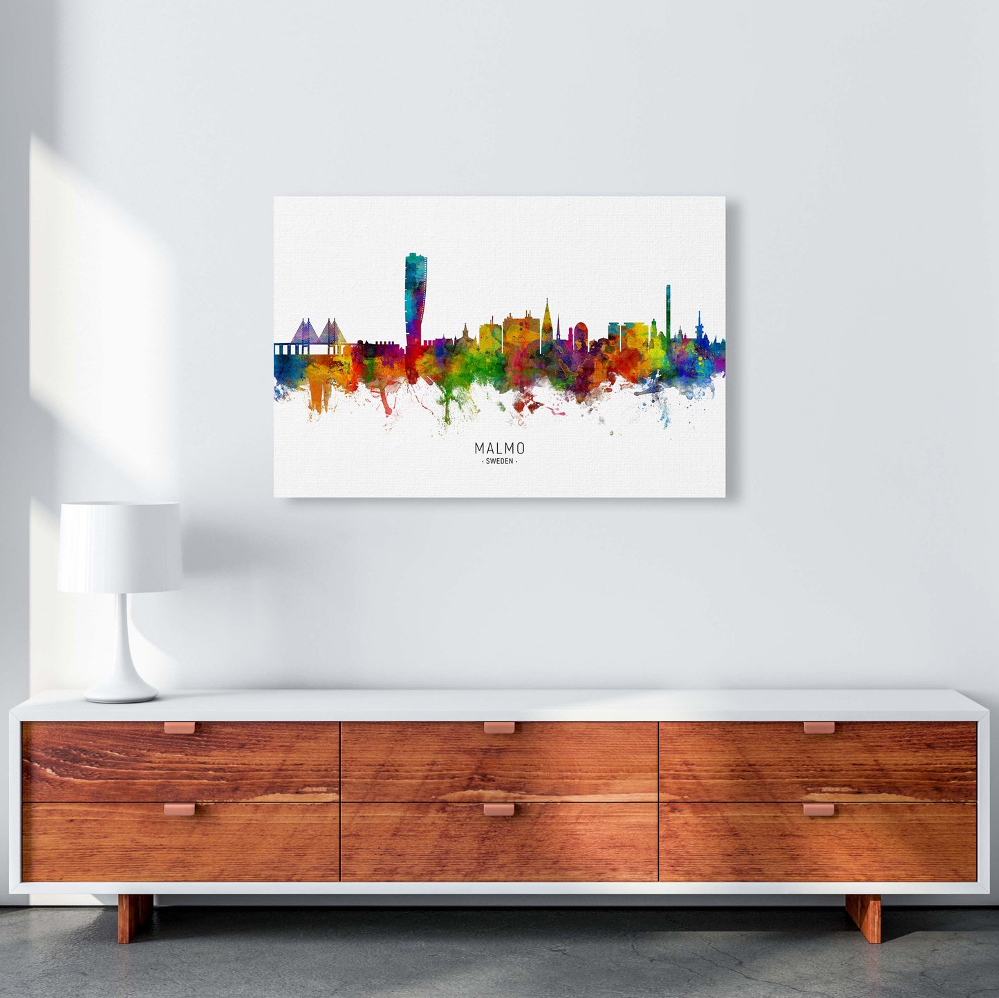 Malmo Sweden Skyline Art Print by Michael Tompsett A1 Canvas