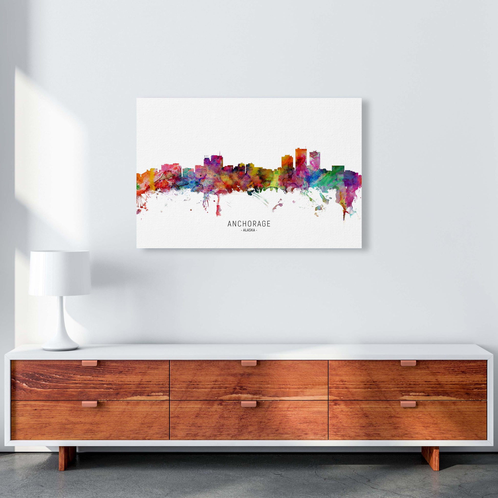 Anchorage Alaska Skyline Art Print by Michael Tompsett A1 Canvas