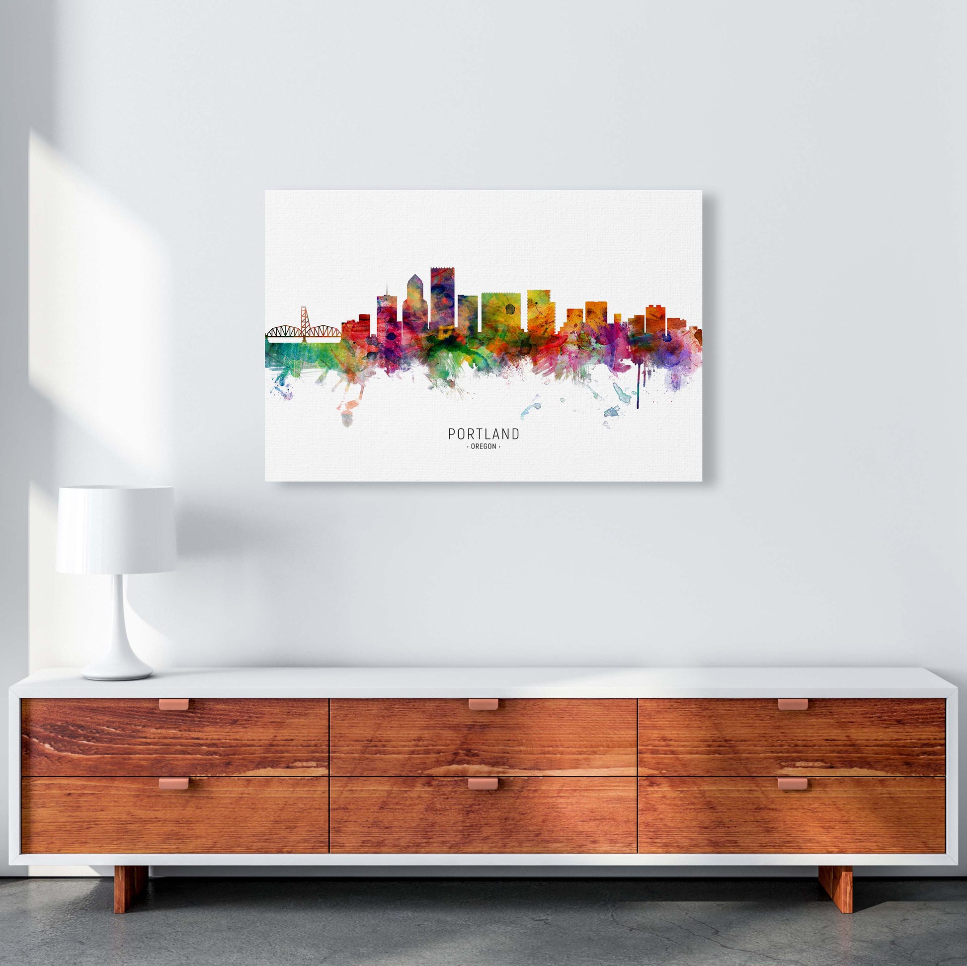 Portland Oregon Skyline Art Print by Michael Tompsett A1 Canvas