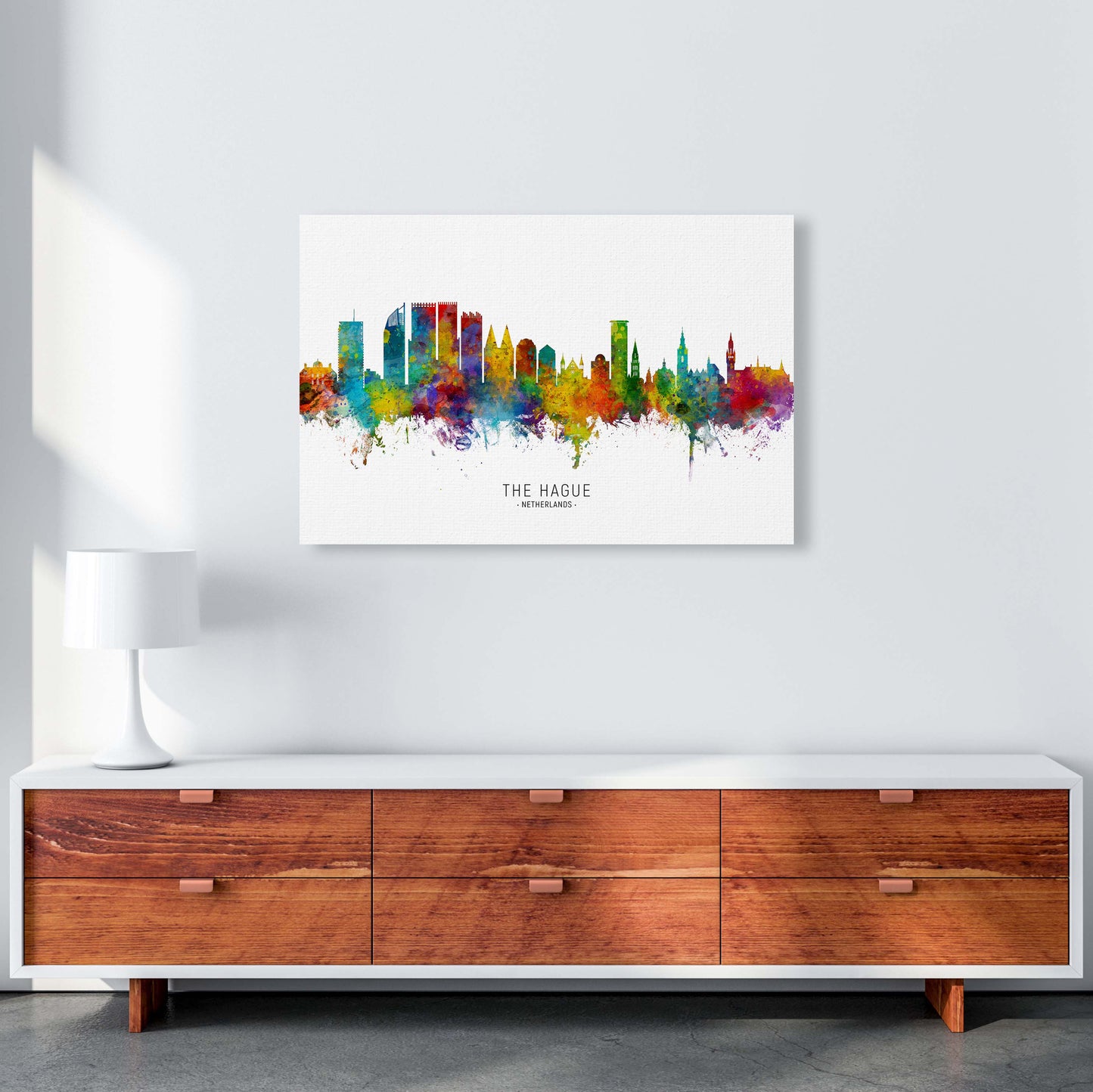 The Hague Netherlands Skyline Art Print by Michael Tompsett A1 Canvas