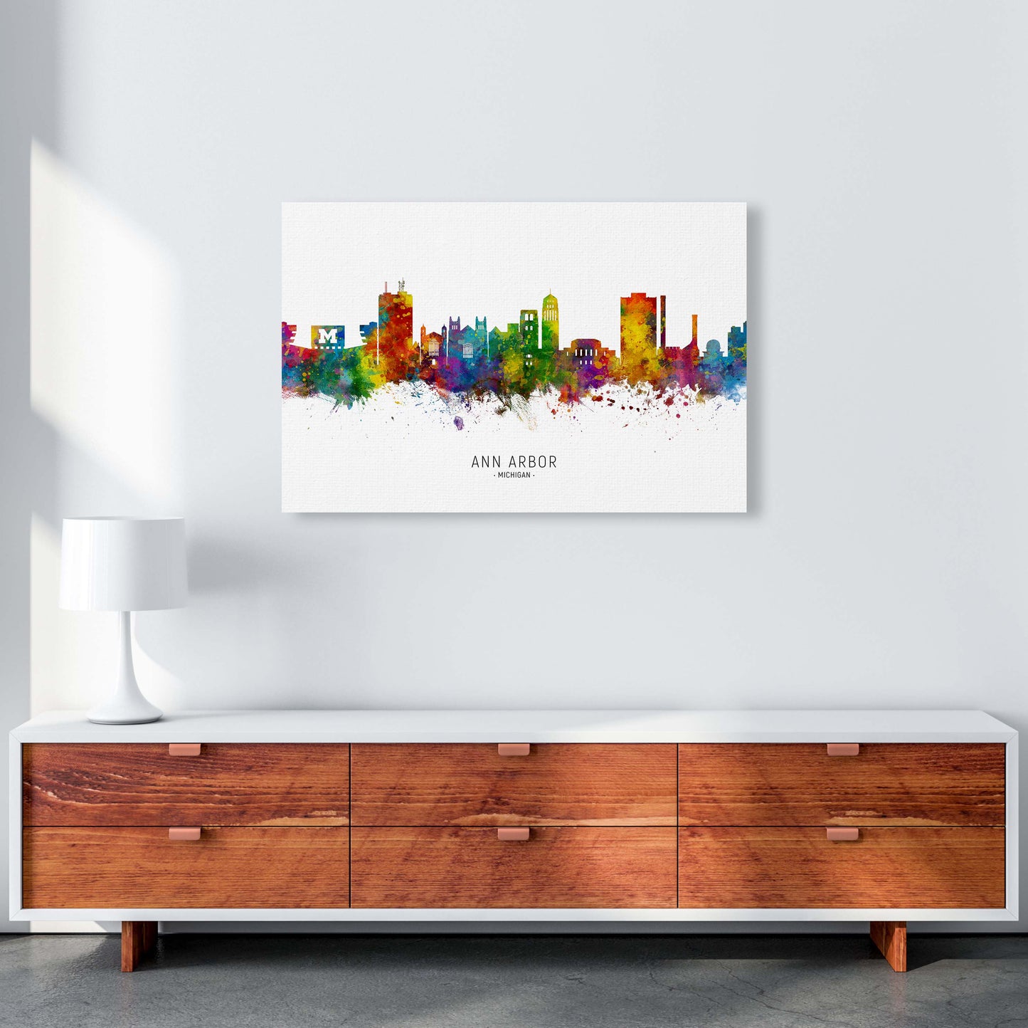 Ann Arbor Michigan Skyline Art Print by Michael Tompsett A1 Canvas