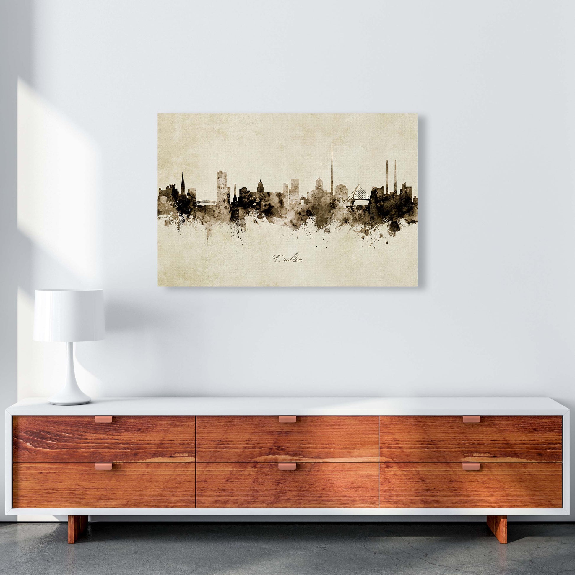 Dublin Ireland Skyline Vintage  Art Print by Michael Tompsett A1 Canvas