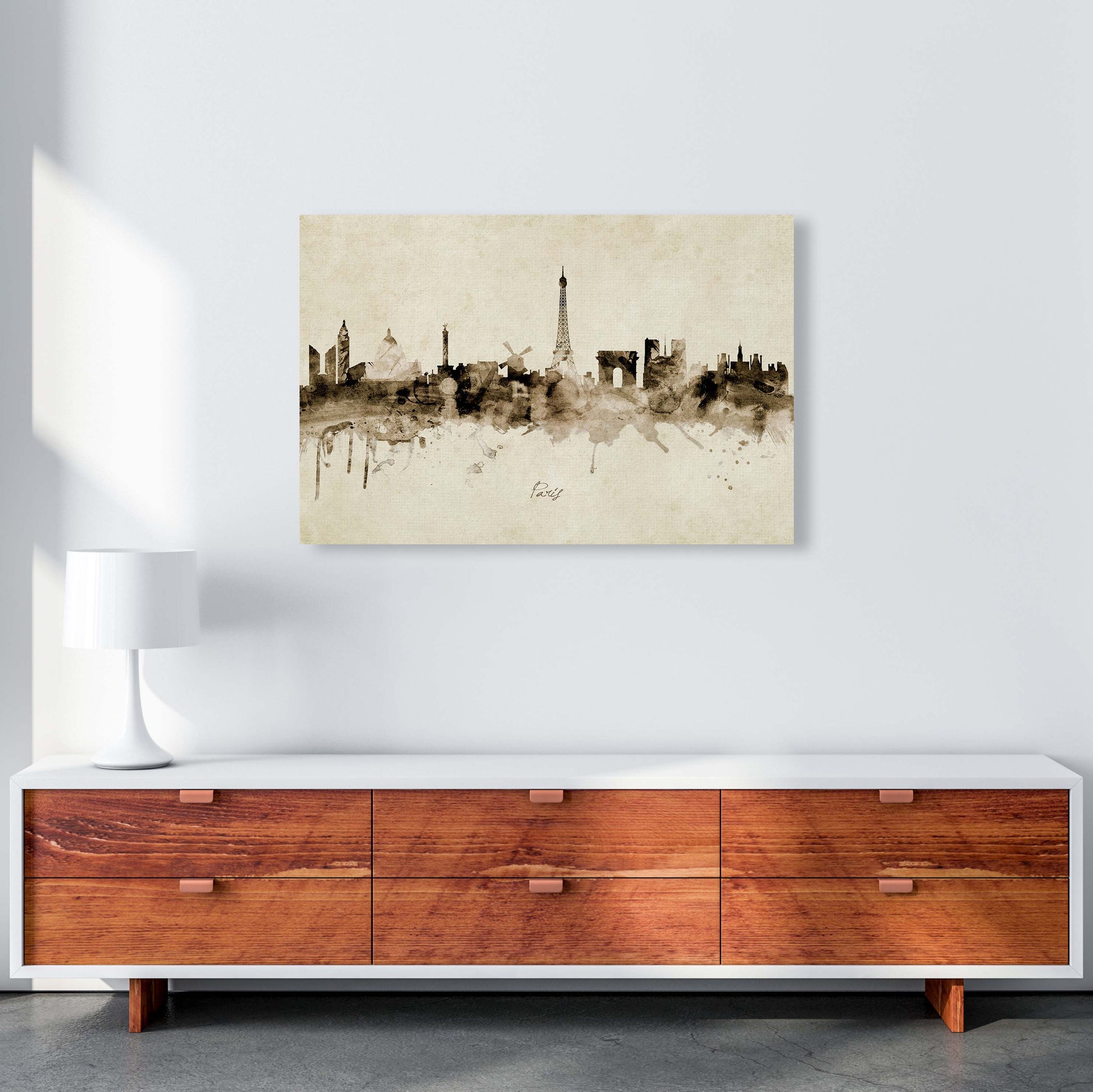 Paris France Skyline Vintage  Art Print by Michael Tompsett A1 Canvas
