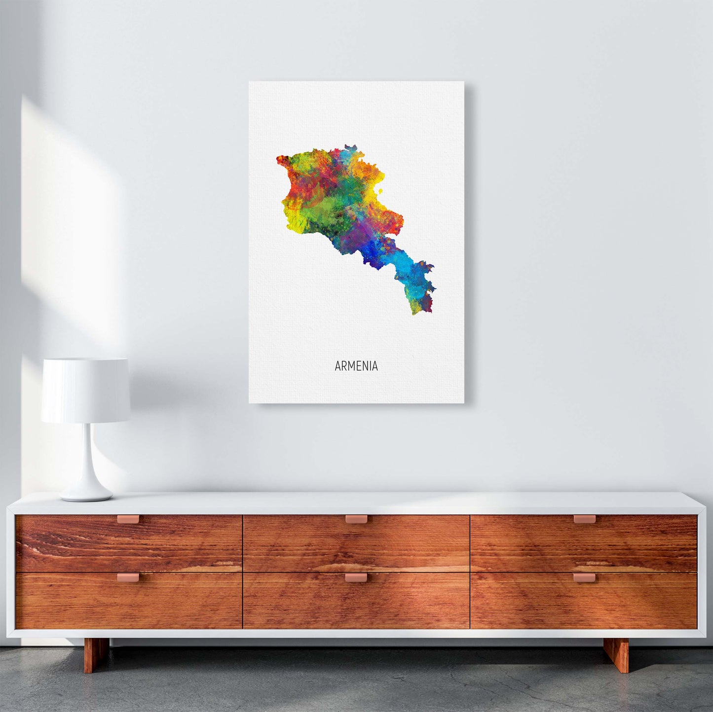 Armenia Watercolour Map Art Print by Michael Tompsett A1 Canvas