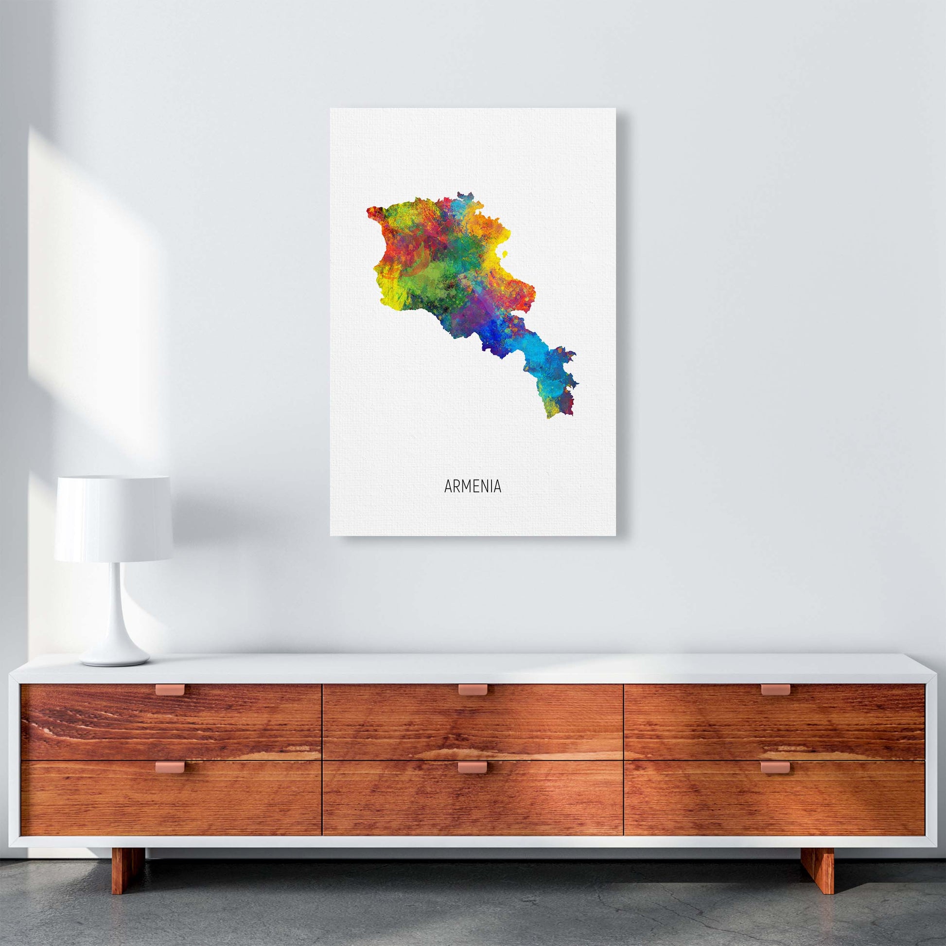 Armenia Watercolour Map Art Print by Michael Tompsett A1 Canvas