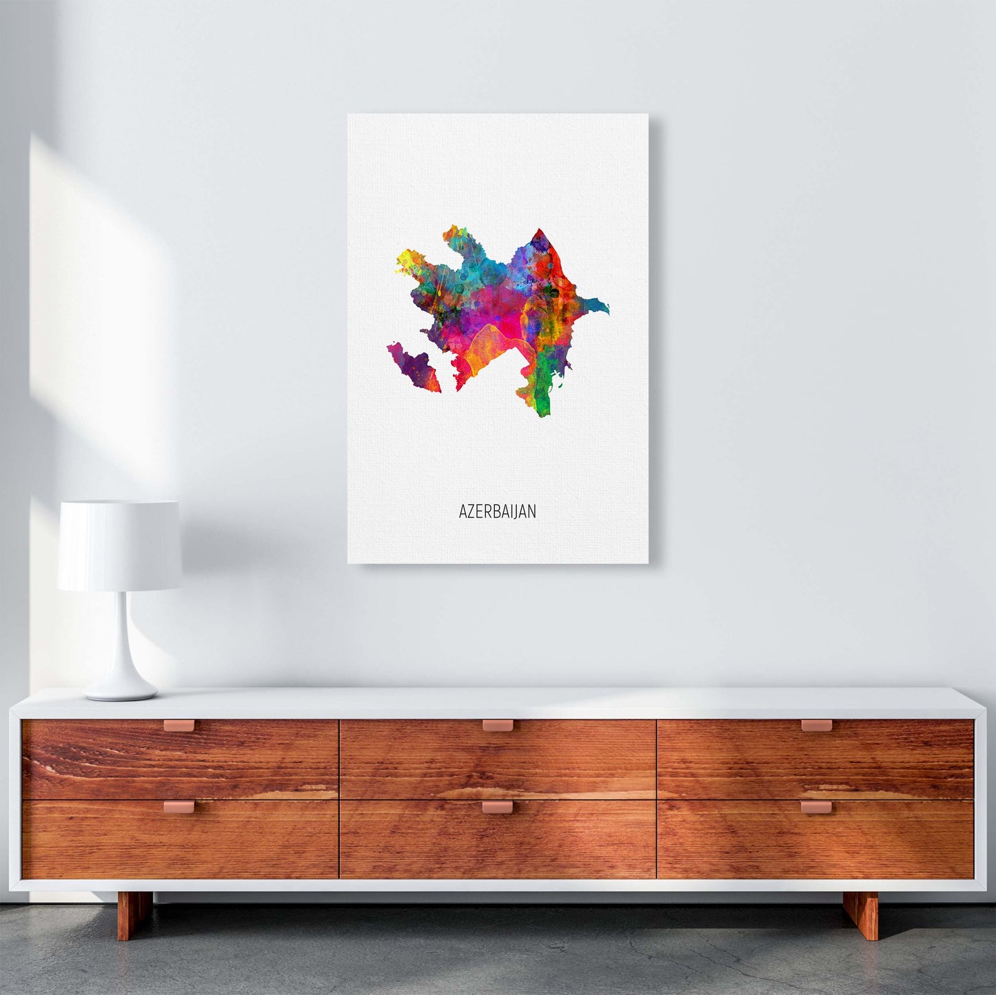 Azerbaijan Watercolour Map Art Print by Michael Tompsett A1 Canvas