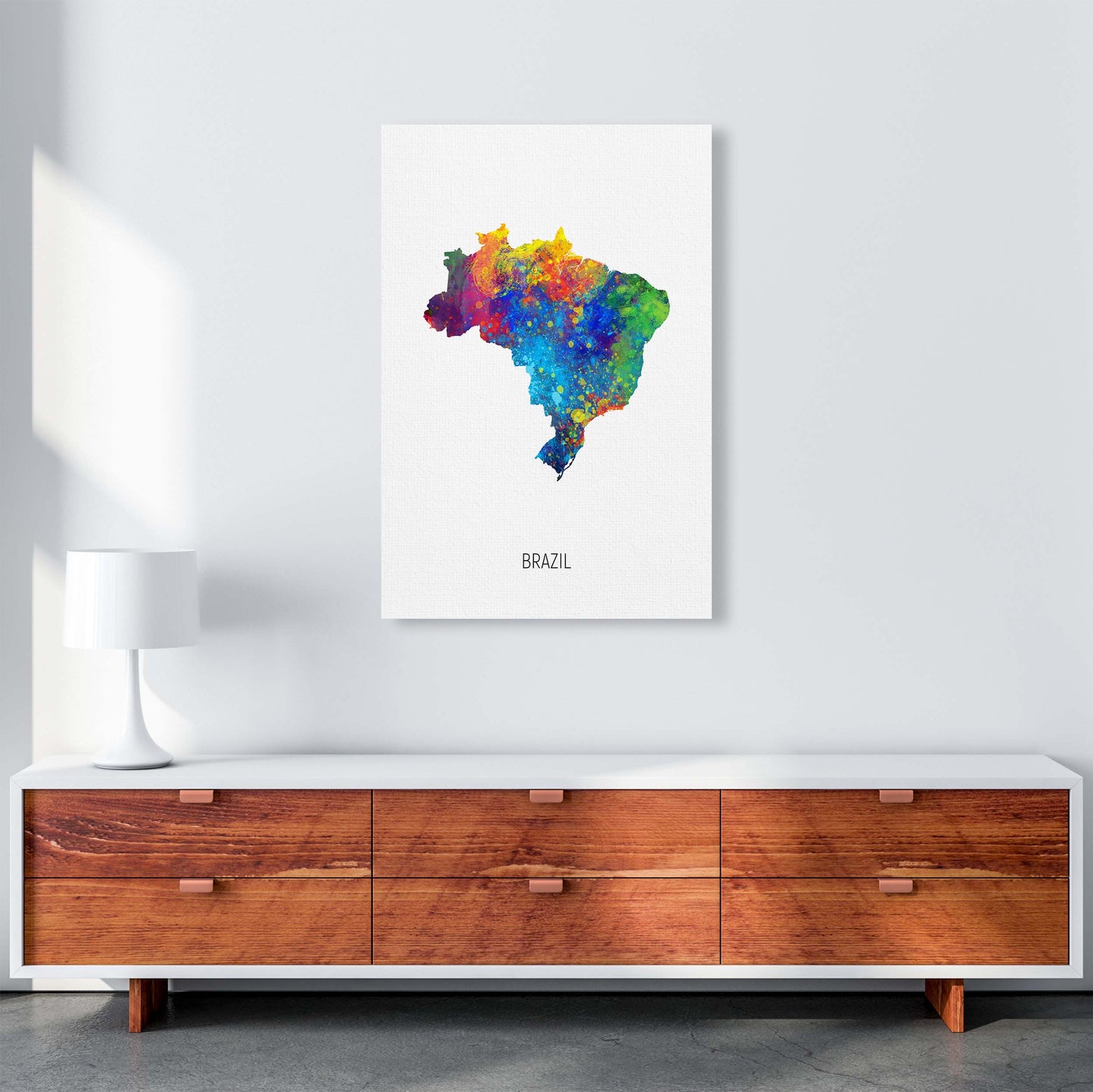 Brazil Watercolour Map Art Print by Michael Tompsett A1 Canvas