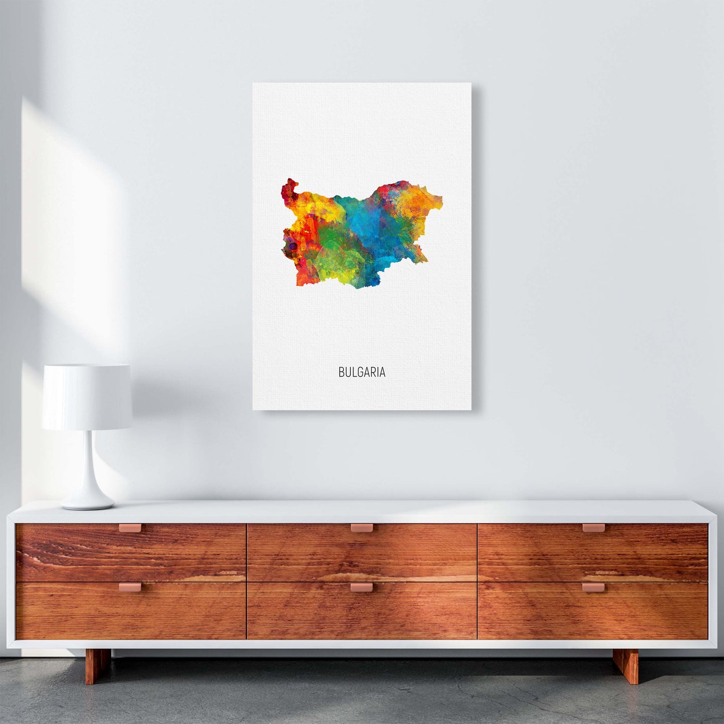 Bulgaria Watercolour Map Art Print by Michael Tompsett A1 Canvas