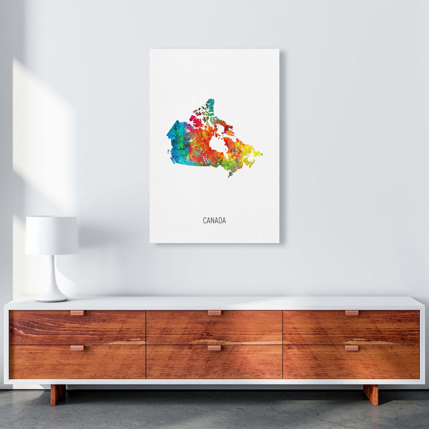 Canada Watercolour Map Art Print by Michael Tompsett A1 Canvas