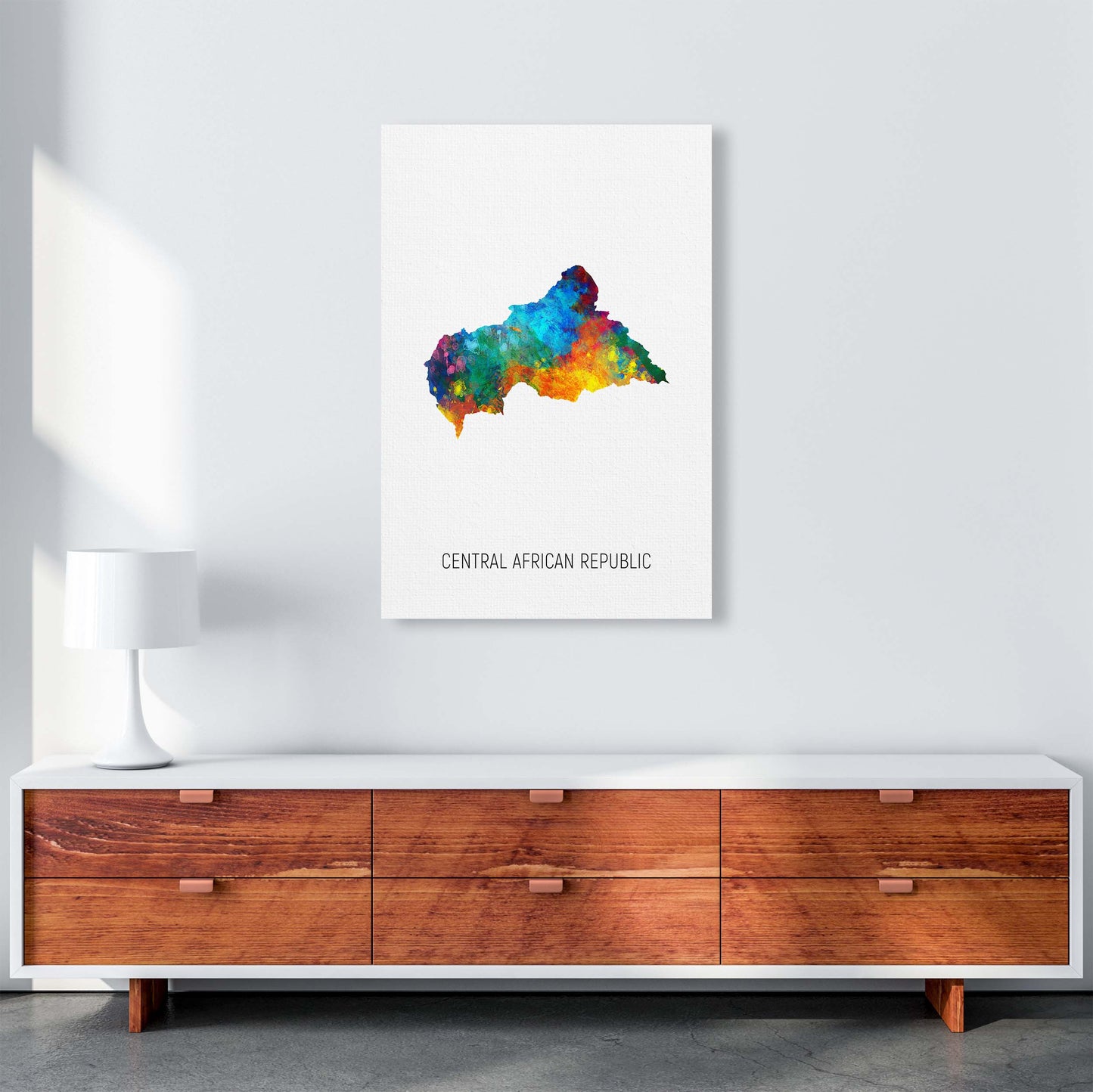 Central African Republic Watercolour Map by Michael Tompsett A1 Canvas