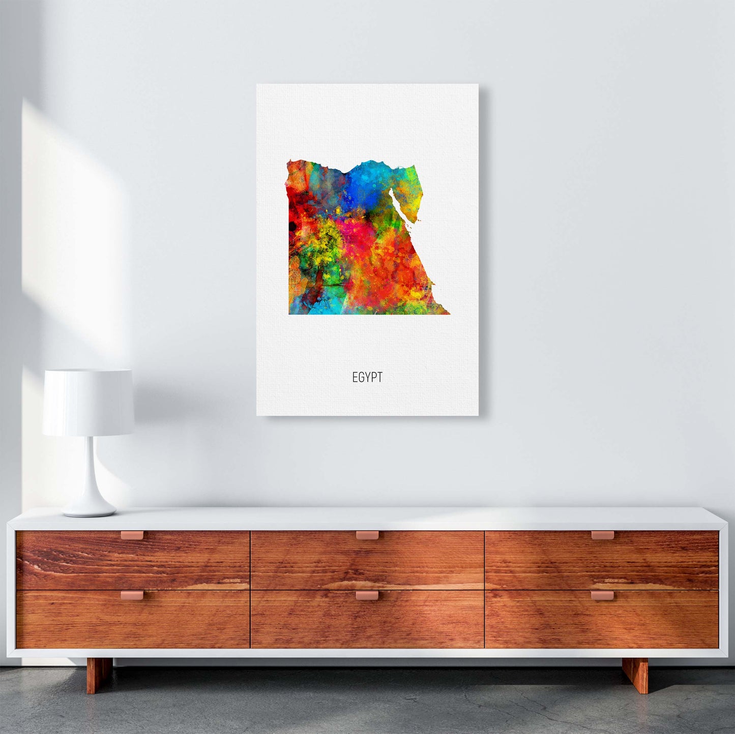 Egypt Watercolour Map Art Print by Michael Tompsett A1 Canvas
