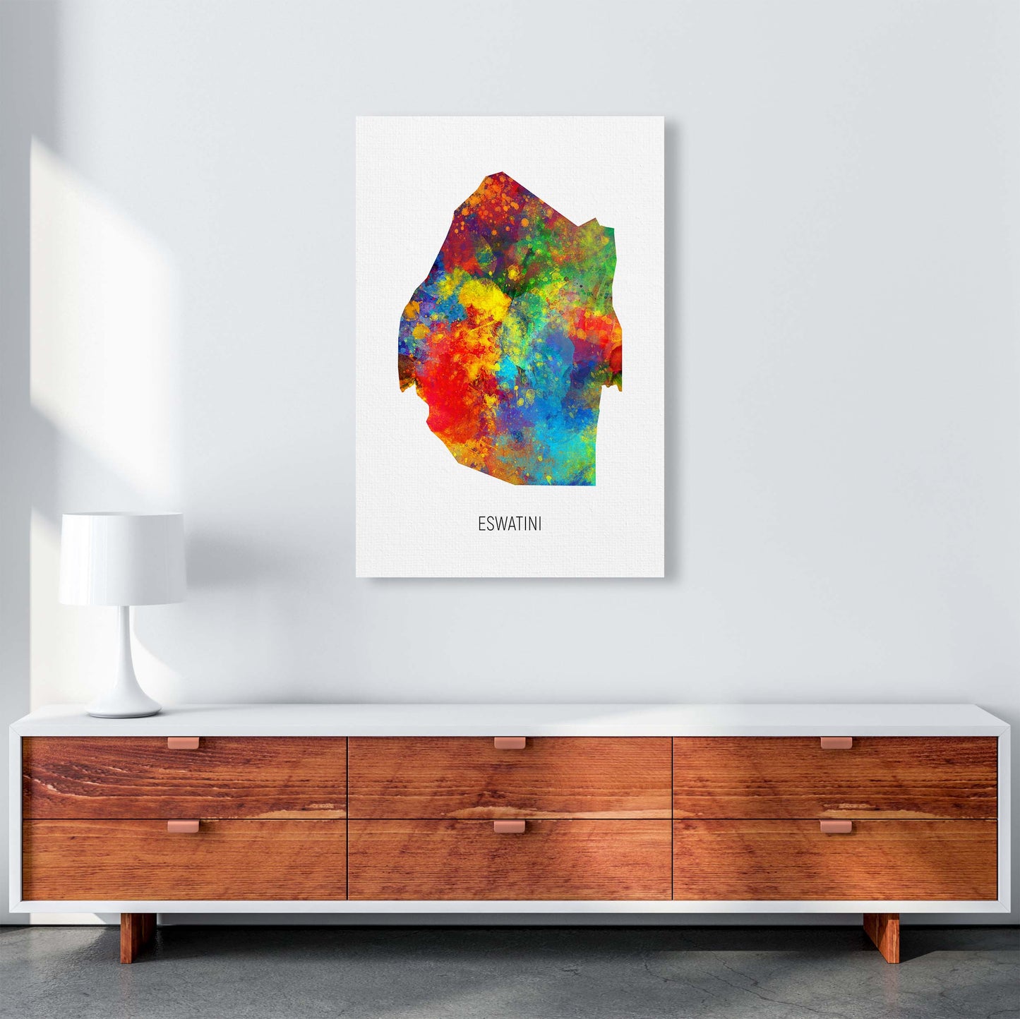 Eswatini Watercolour Map Art Print by Michael Tompsett A1 Canvas