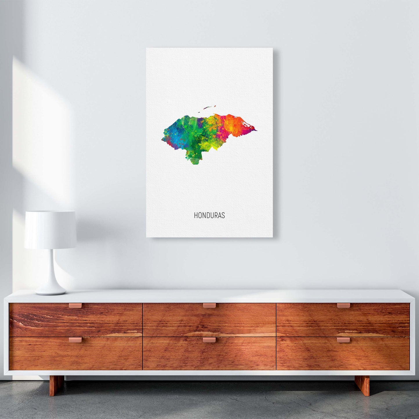 Honduras Watercolour Map Art Print by Michael Tompsett A1 Canvas