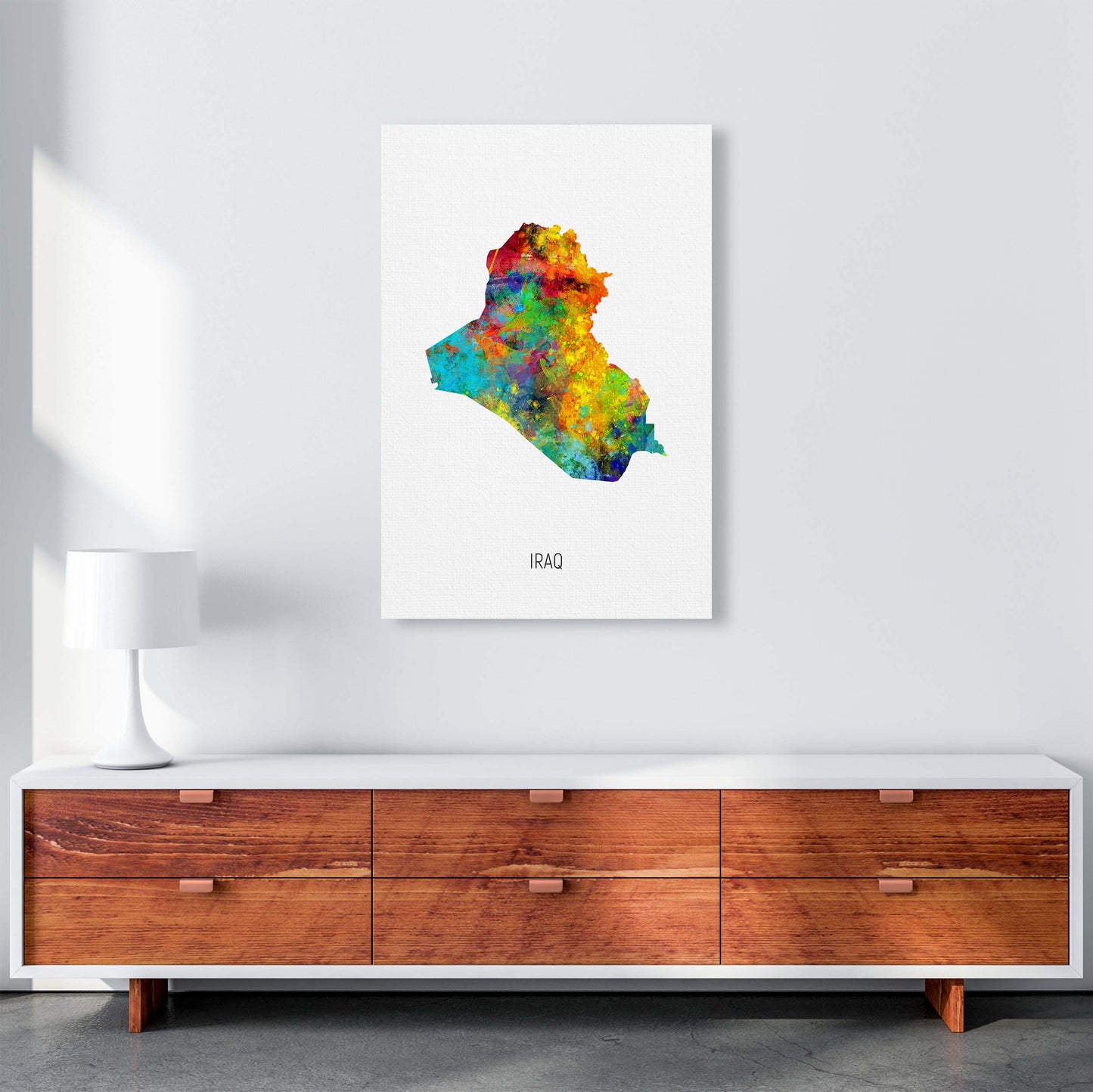 Iraq Watercolour Map Art Print by Michael Tompsett A1 Canvas