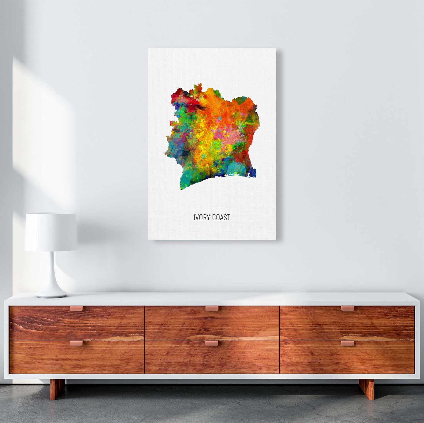 Ivory Coast Watercolour Map Art Print by Michael Tompsett A1 Canvas