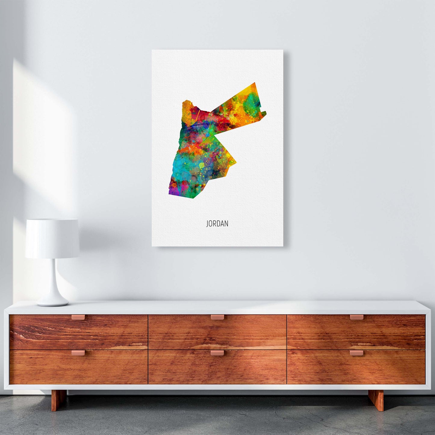 Jordan Watercolour Map Art Print by Michael Tompsett A1 Canvas