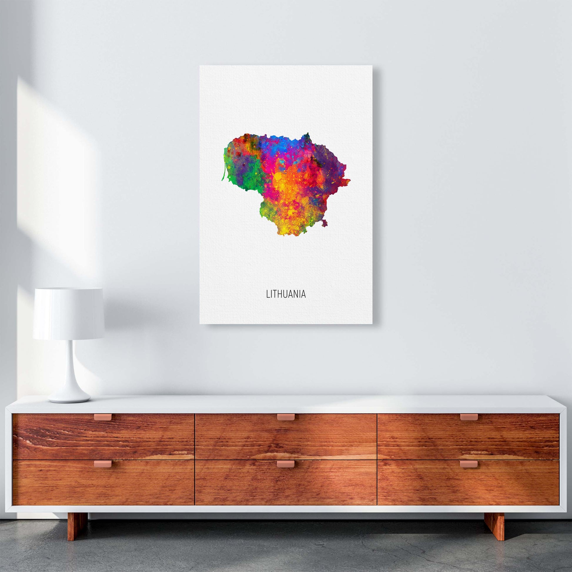 Lithuania Watercolour Map Art Print by Michael Tompsett A1 Canvas