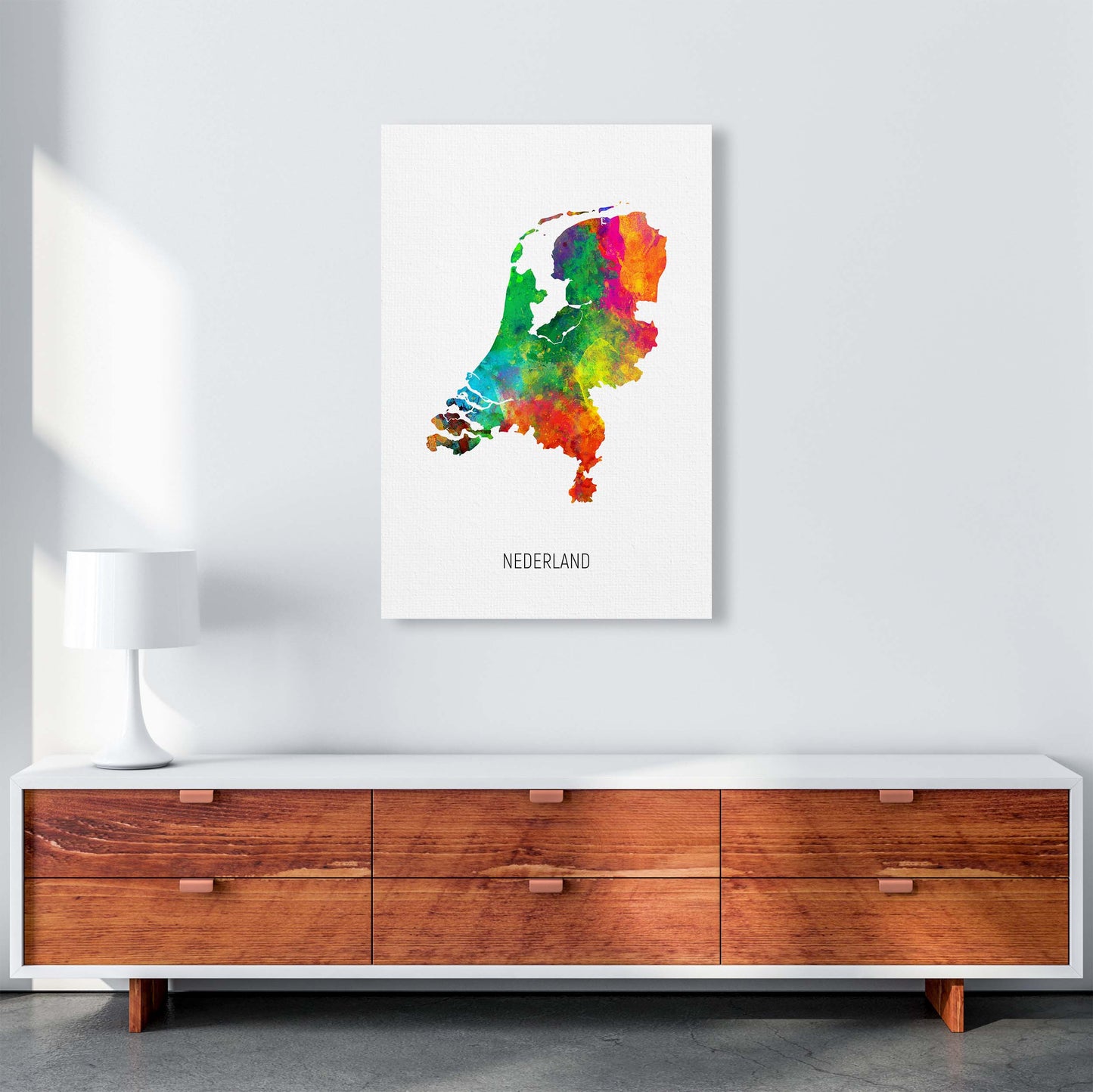 Nederland Watercolour Map Art Print by Michael Tompsett A1 Canvas