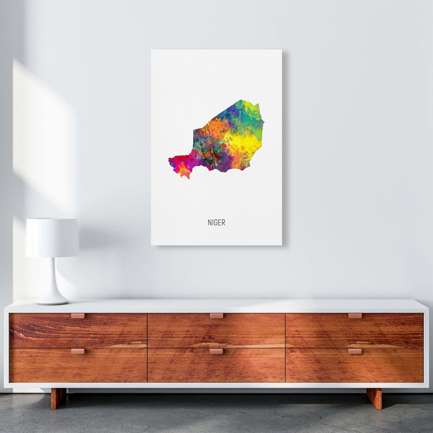 Niger Watercolour Map Art Print by Michael Tompsett A1 Canvas