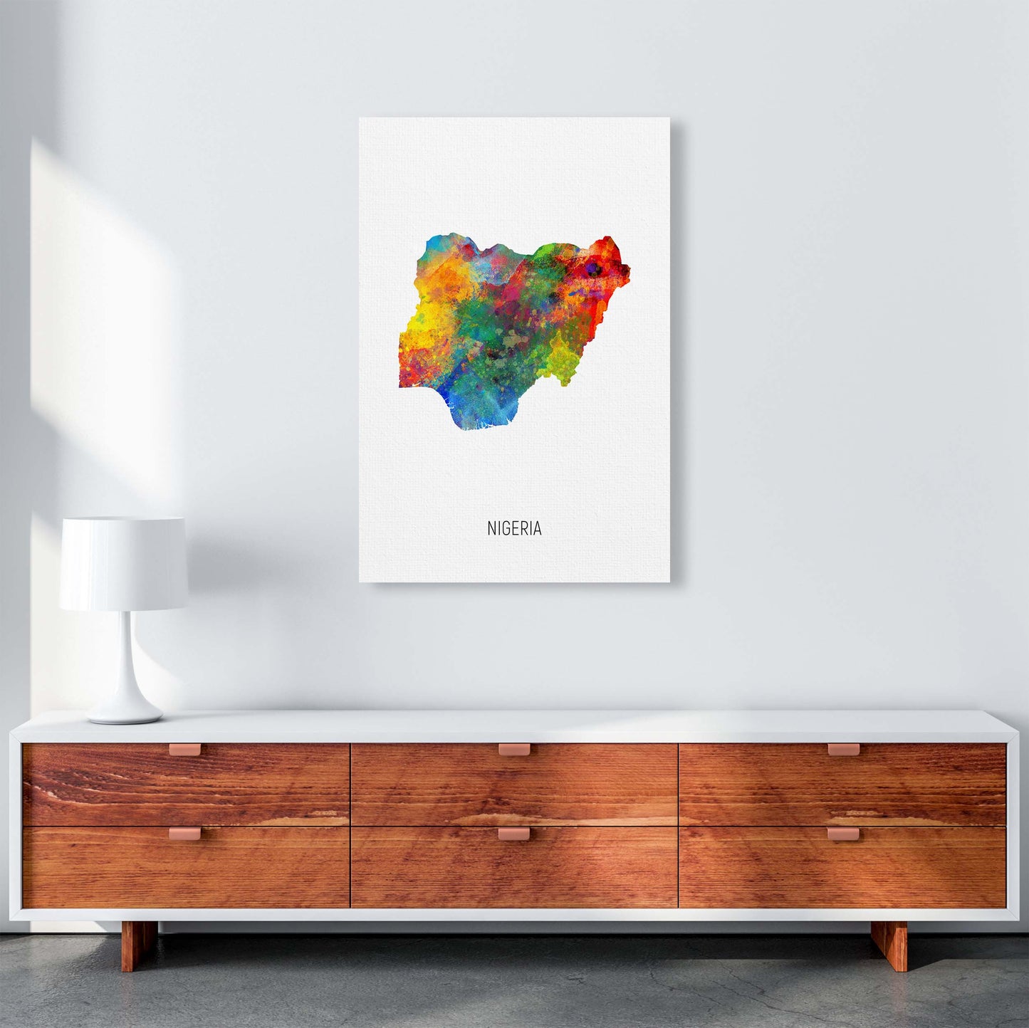 Nigeria Watercolour Map Art Print by Michael Tompsett A1 Canvas