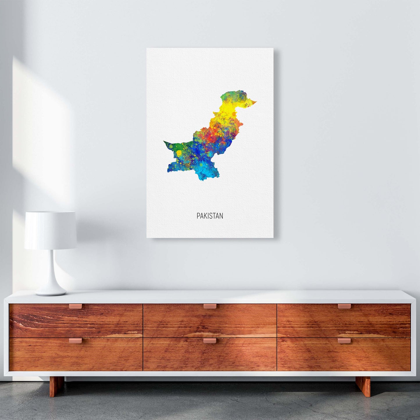 Pakistan Watercolour Map Art Print by Michael Tompsett A1 Canvas