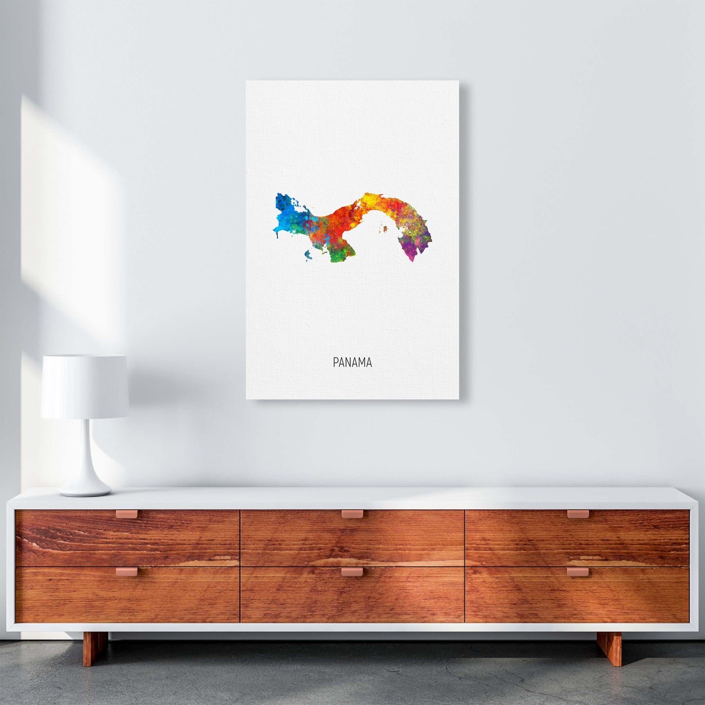 Panama Watercolour Map Art Print by Michael Tompsett A1 Canvas