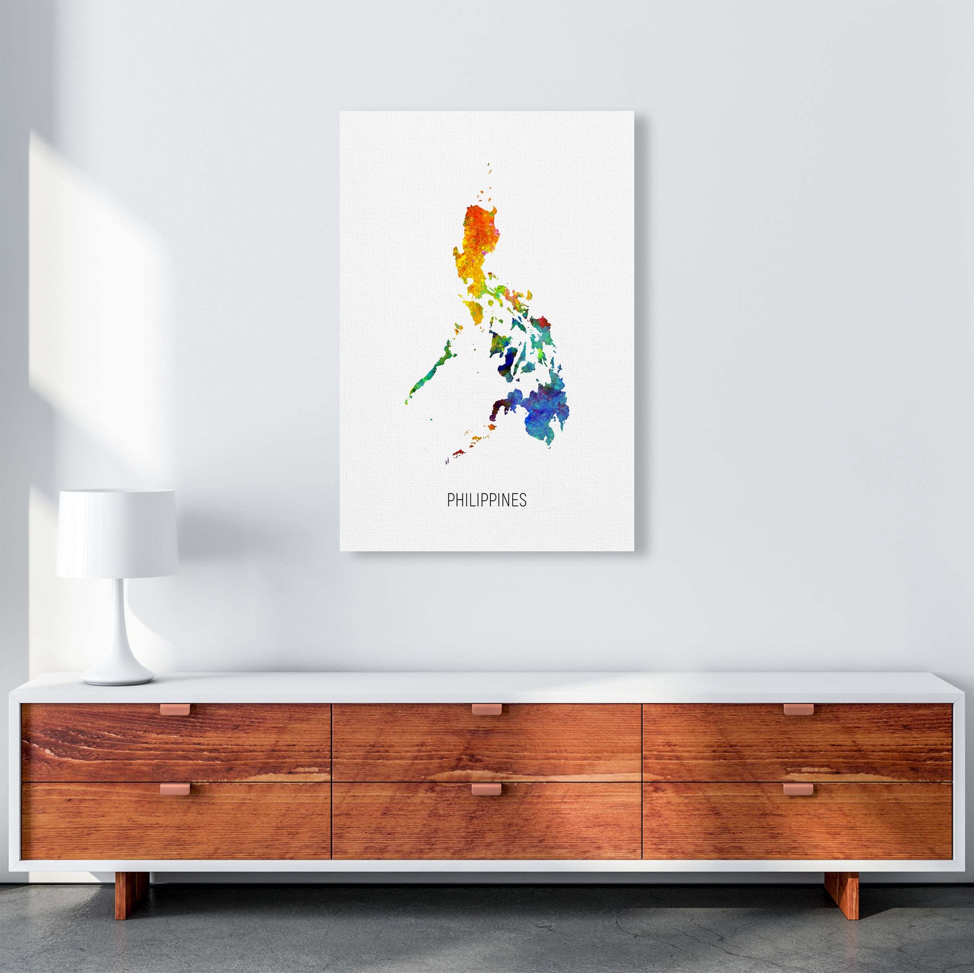 Philippines Watercolour Map Art Print by Michael Tompsett A1 Canvas