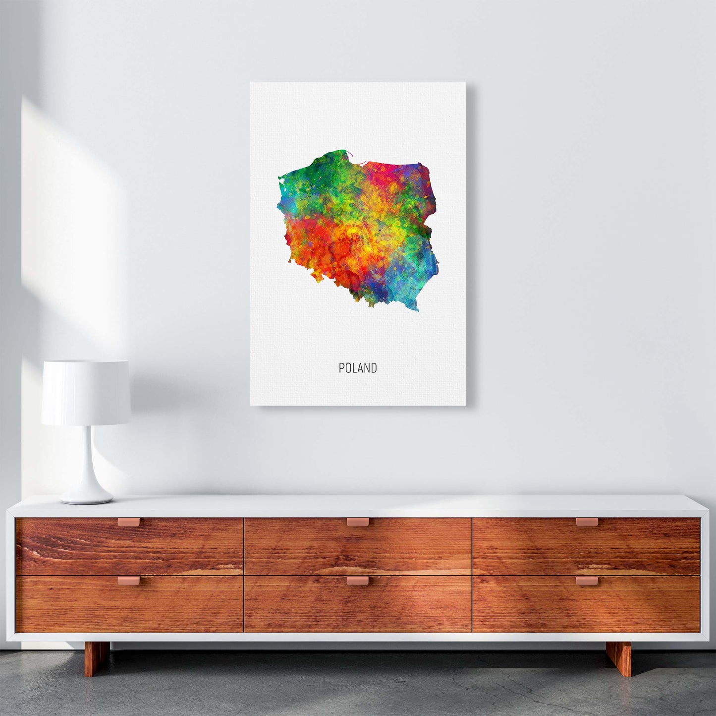 Poland Watercolour Map Art Print by Michael Tompsett A1 Canvas