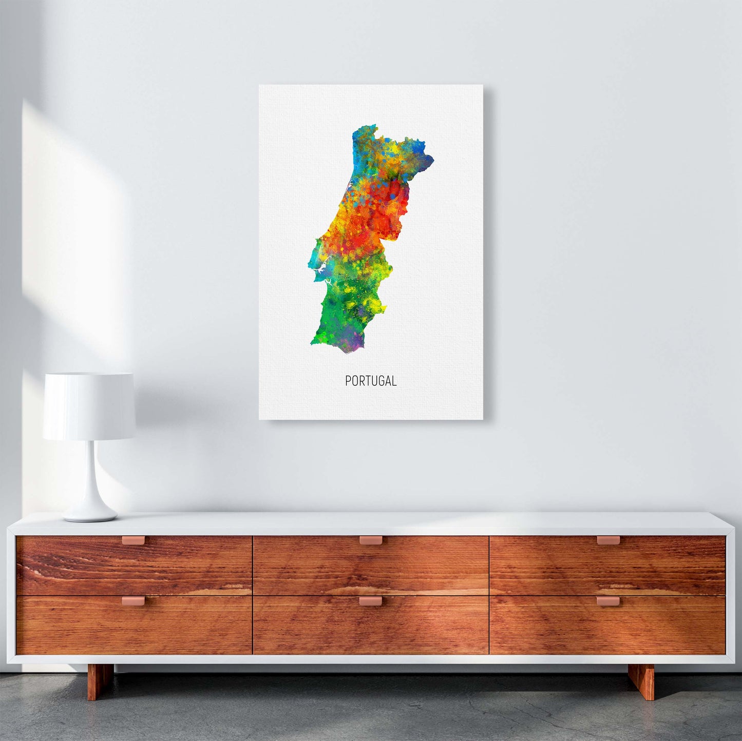 Portugal Watercolour Map Art Print by Michael Tompsett A1 Canvas