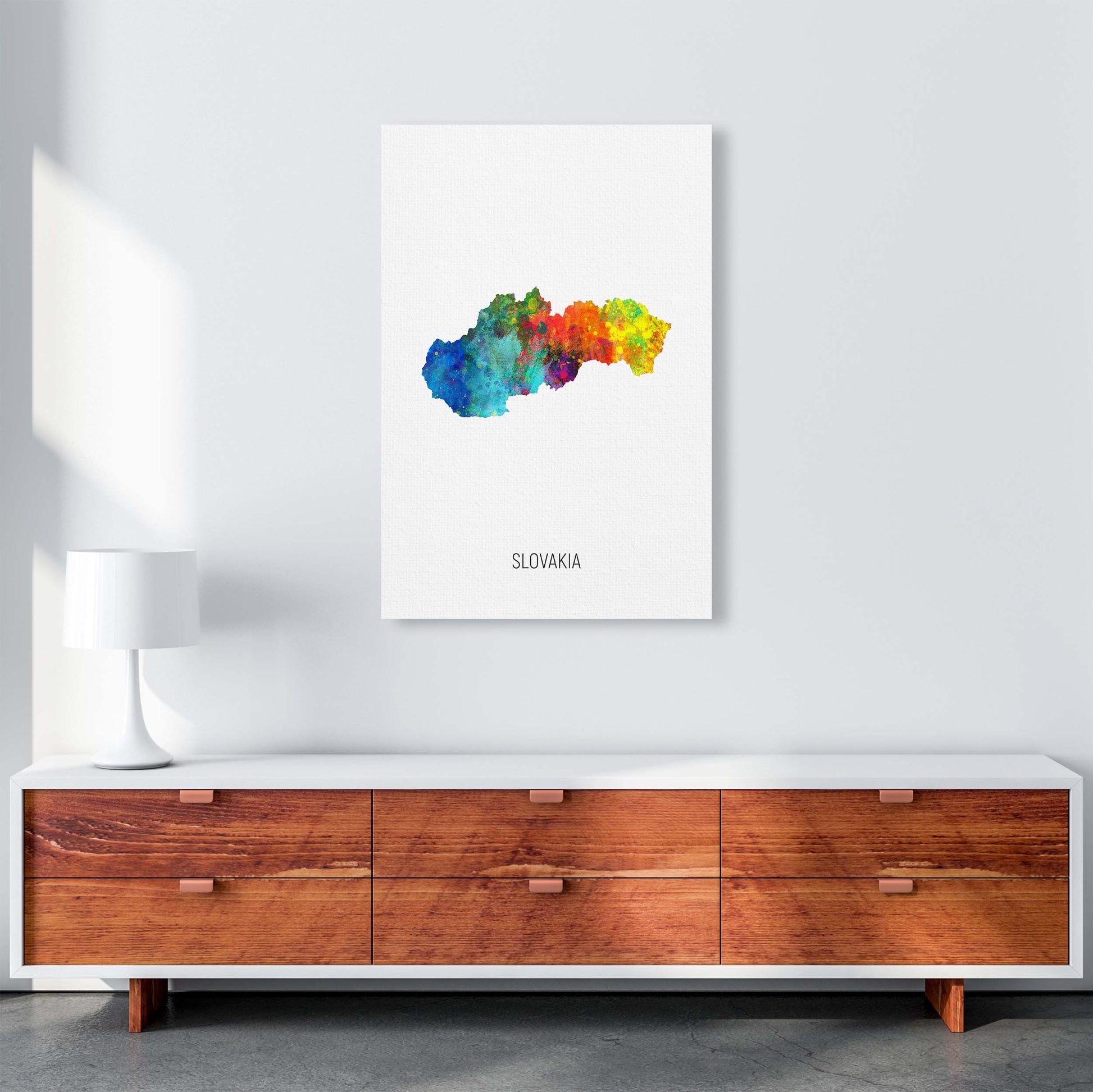 Slovakia Watercolour Map Art Print by Michael Tompsett A1 Canvas