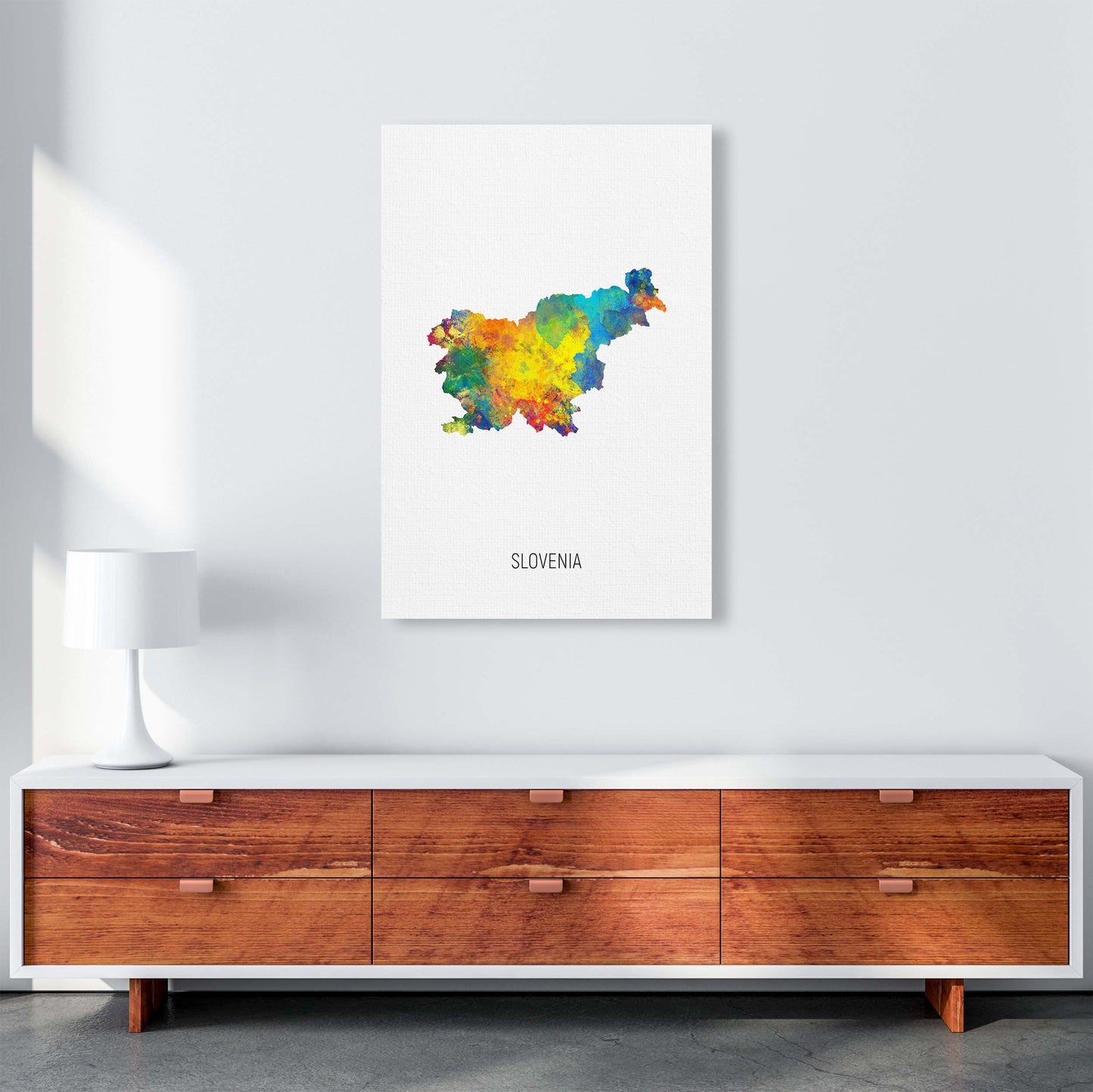 Slovenia Watercolour Map Art Print by Michael Tompsett A1 Canvas