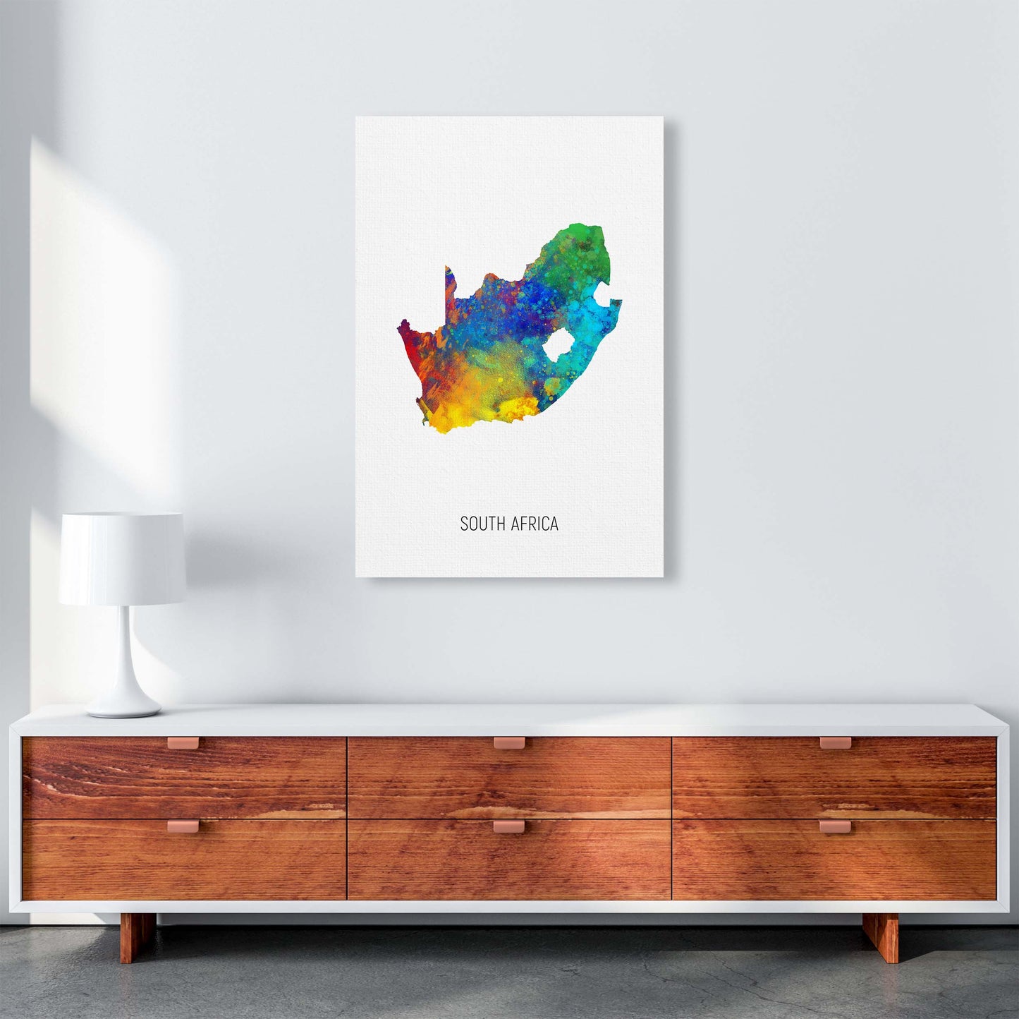 South Africa Watercolour Map Art Print by Michael Tompsett A1 Canvas