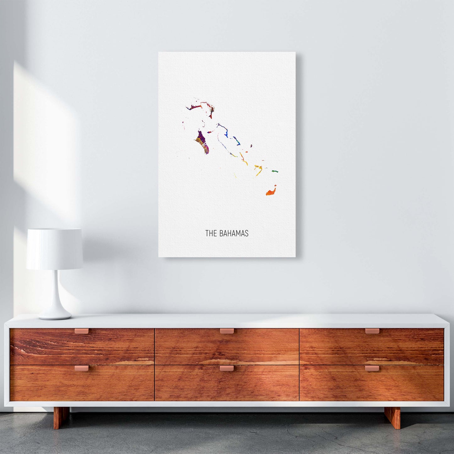 The Bahamas Watercolour Map Art Print by Michael Tompsett A1 Canvas