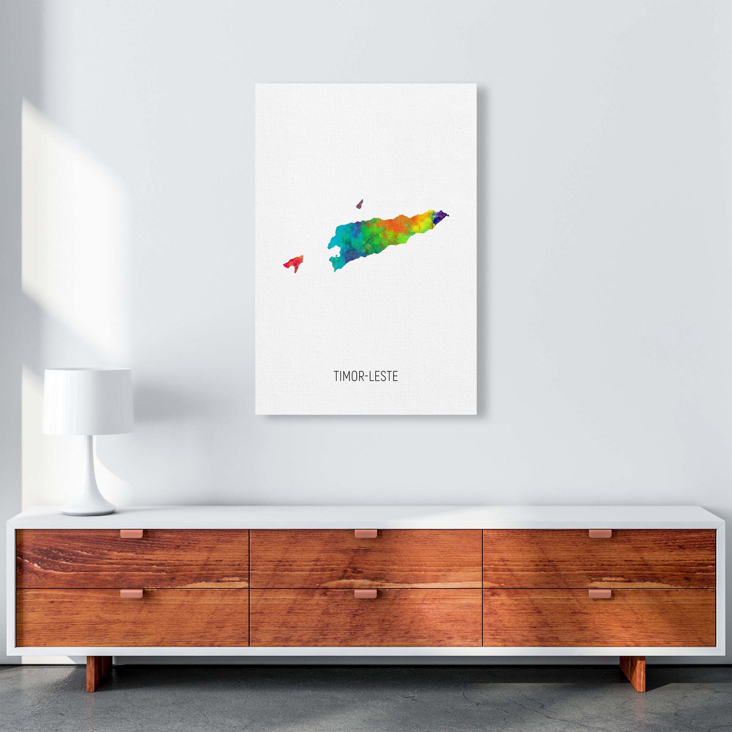 Timor-Leste Watercolour Map Art Print by Michael Tompsett A1 Canvas