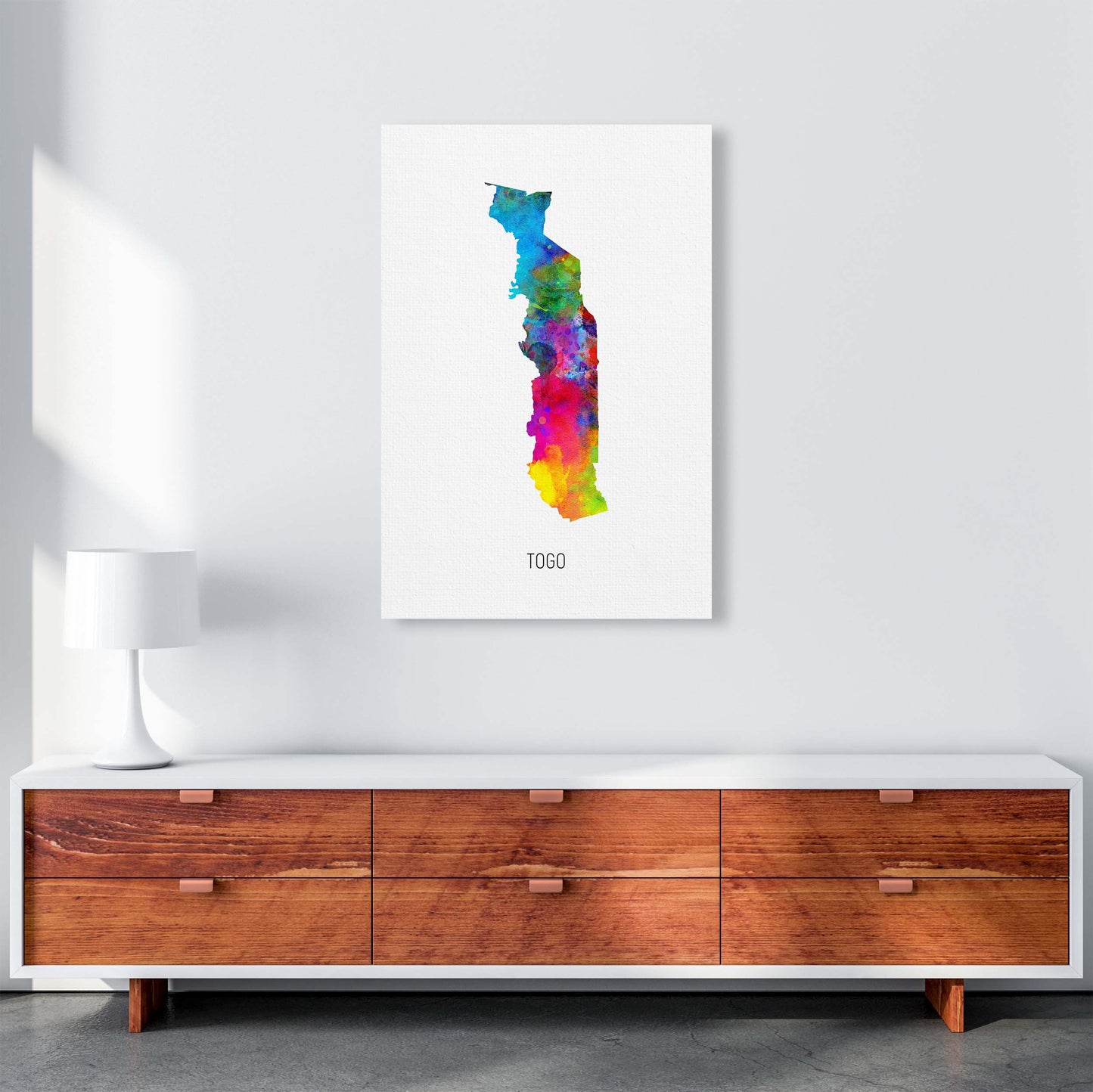 Togo Watercolour Map Art Print by Michael Tompsett A1 Canvas