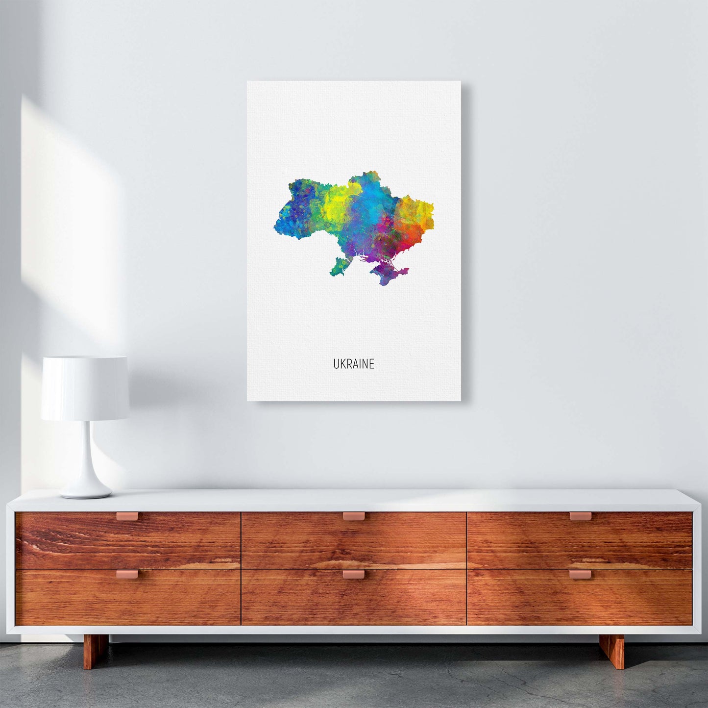 Ukraine Watercolour Map Art Print by Michael Tompsett A1 Canvas