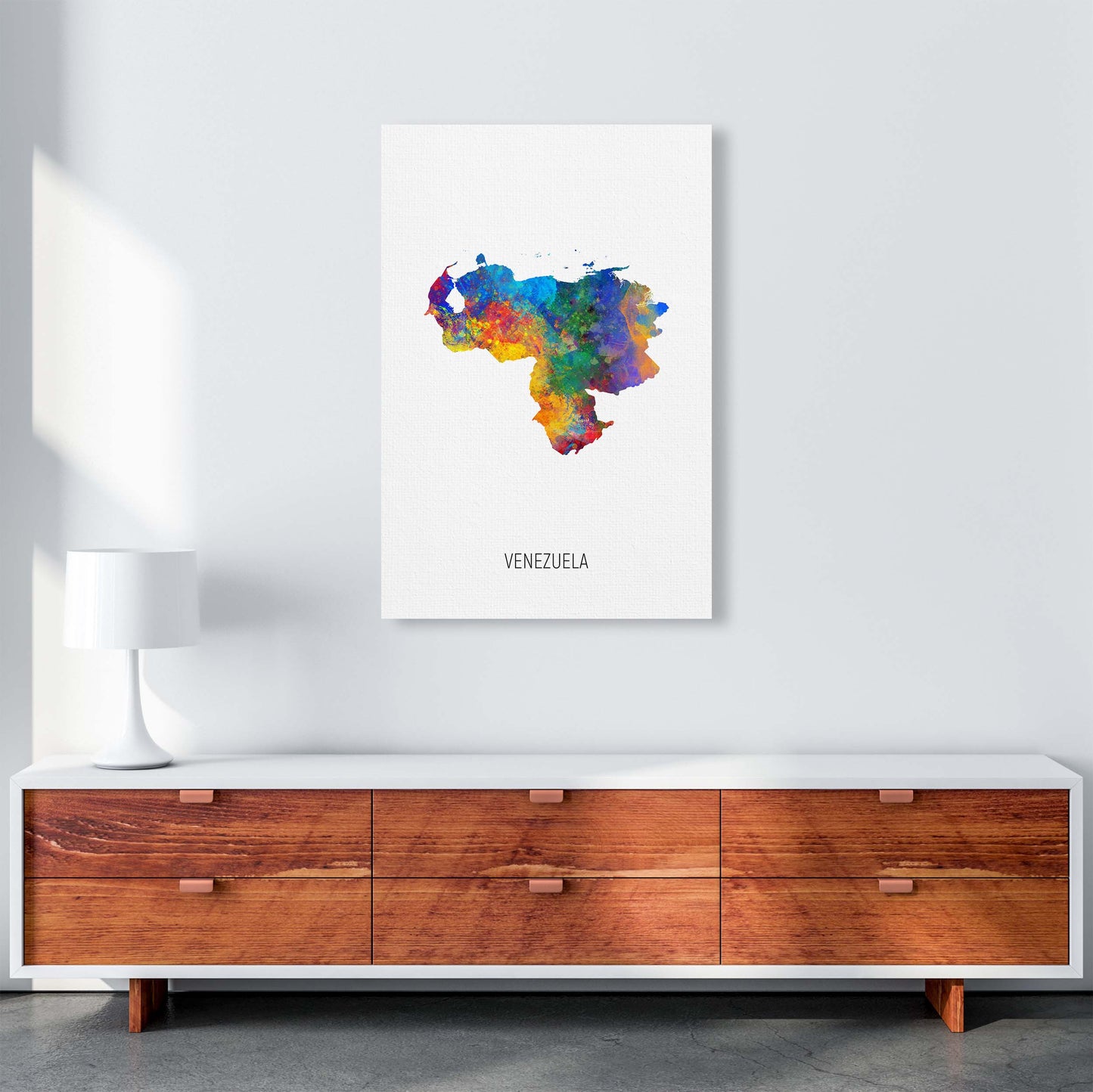 Venezuela Watercolour Map Art Print by Michael Tompsett A1 Canvas