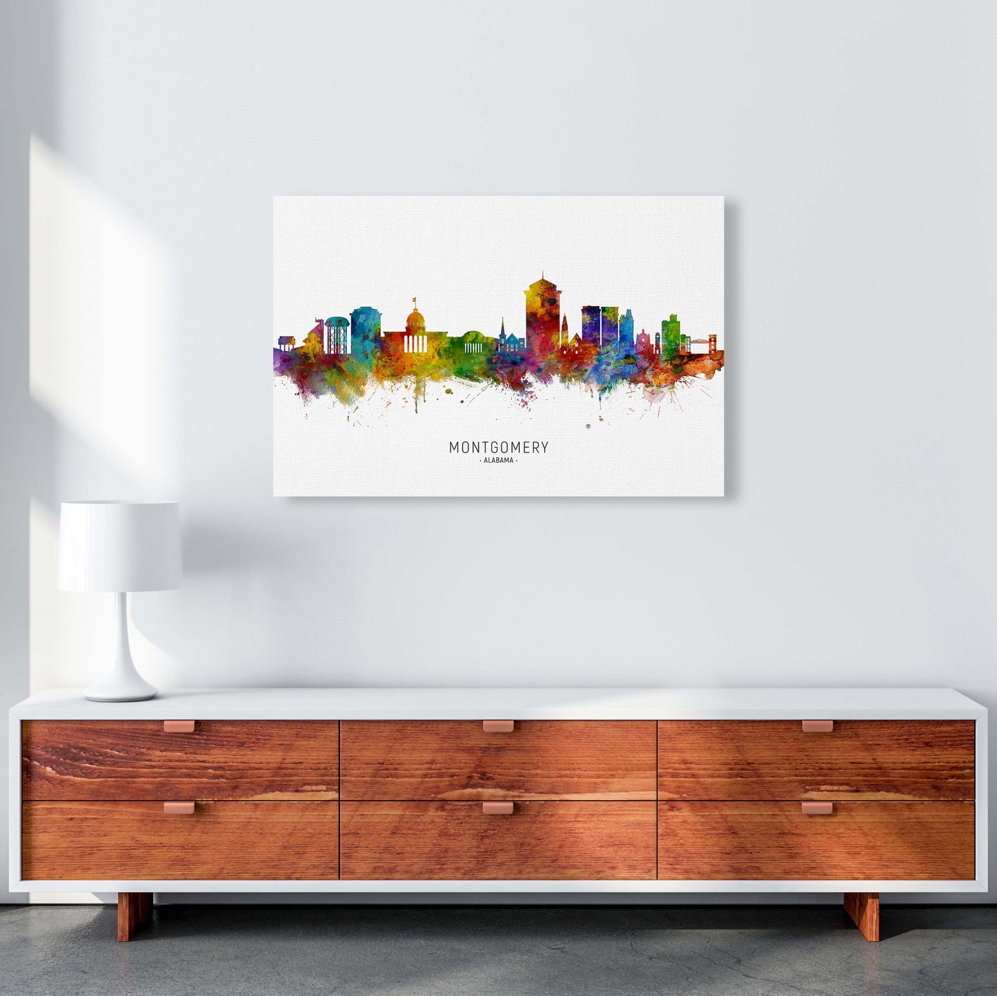 Montgomery Alabama Skyline Art Print by Michael Tompsett A1 Canvas