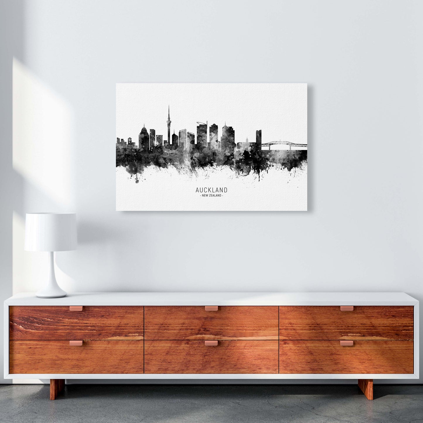 Auckland New Zealand Skyline Black White City Name by Michael Tompsett A1 Canvas