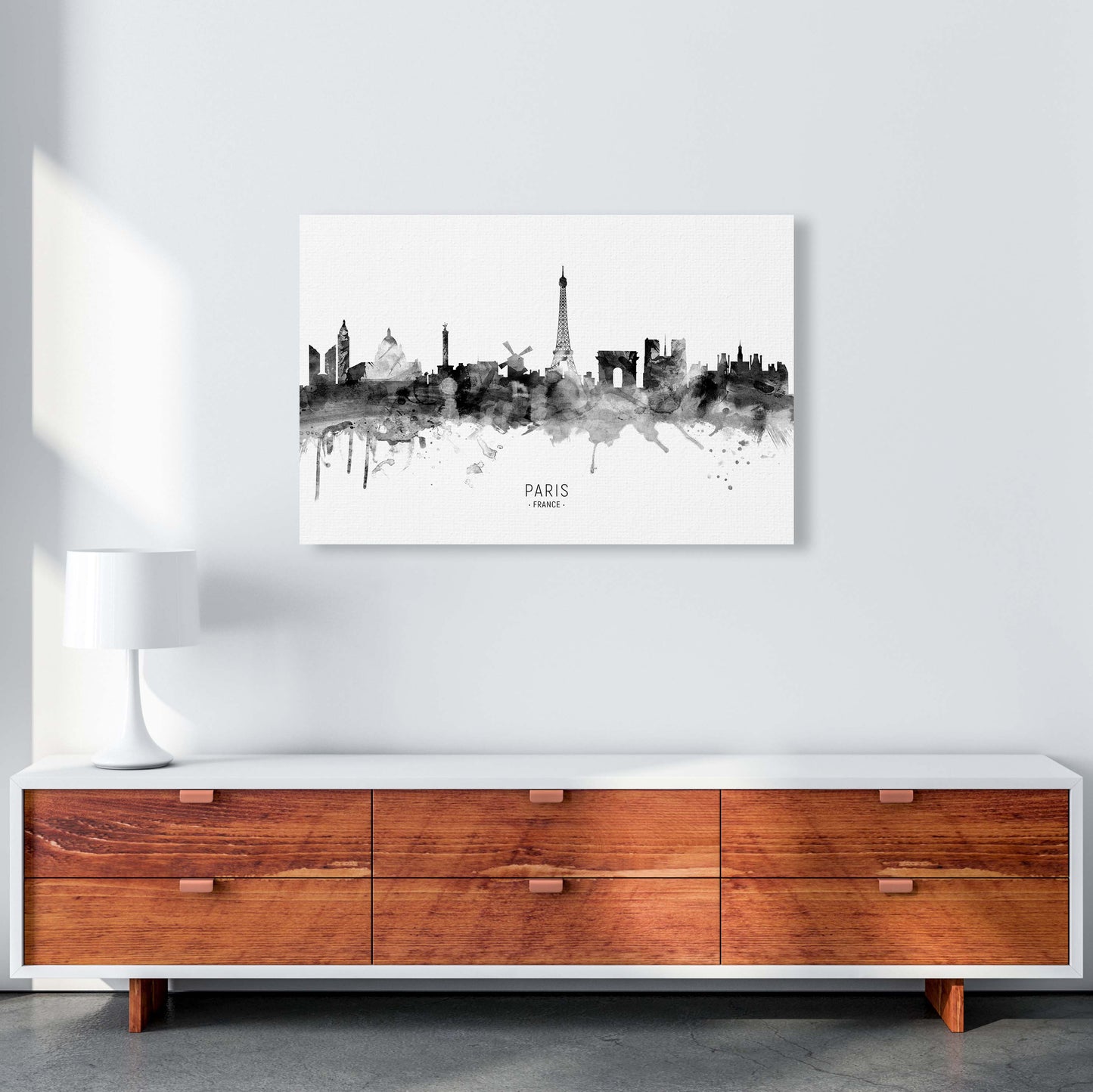 Paris France Skyline Black White City Name by Michael Tompsett A1 Canvas