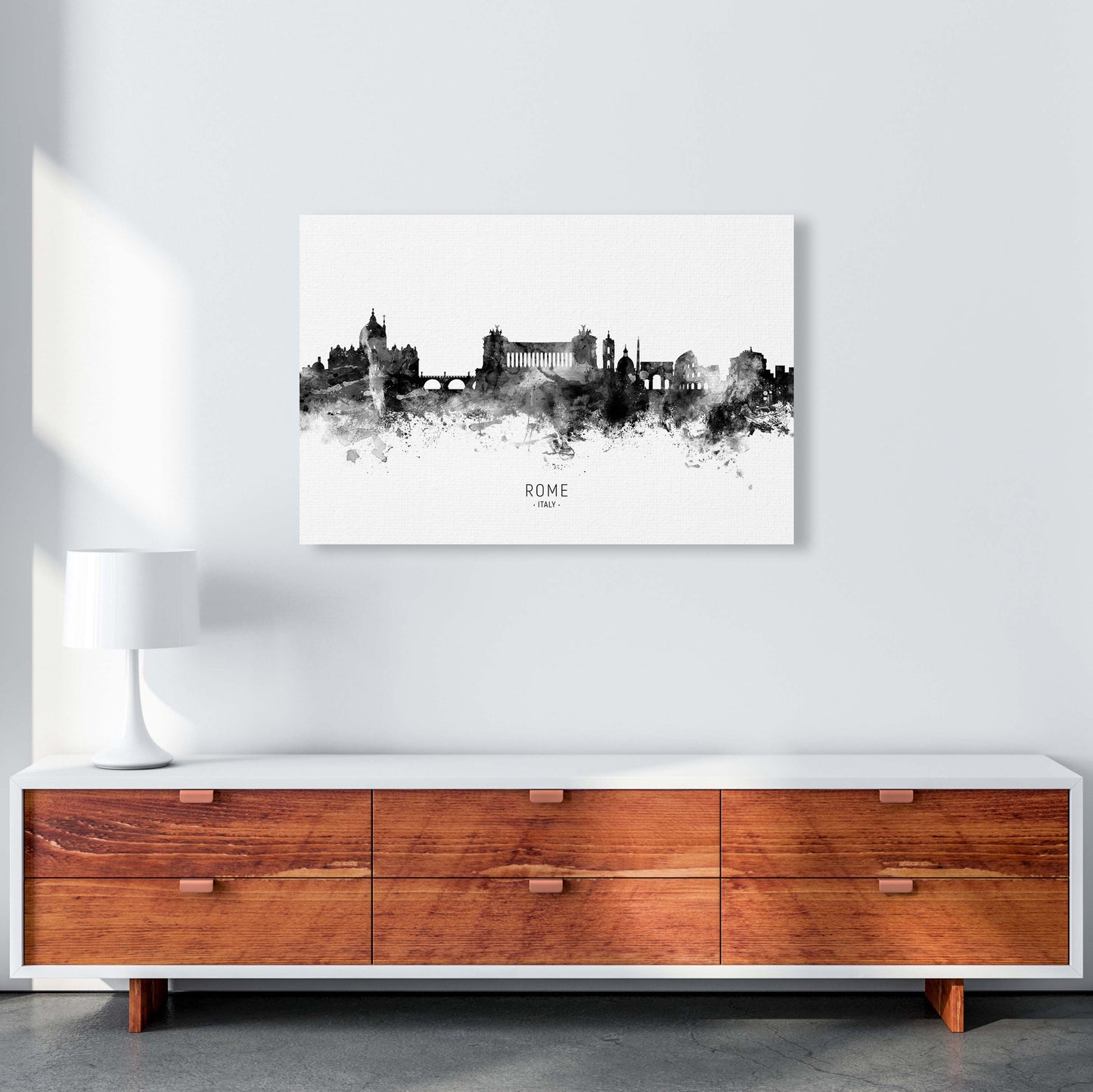 Rome Italy Skyline Black White City Name by Michael Tompsett A1 Canvas