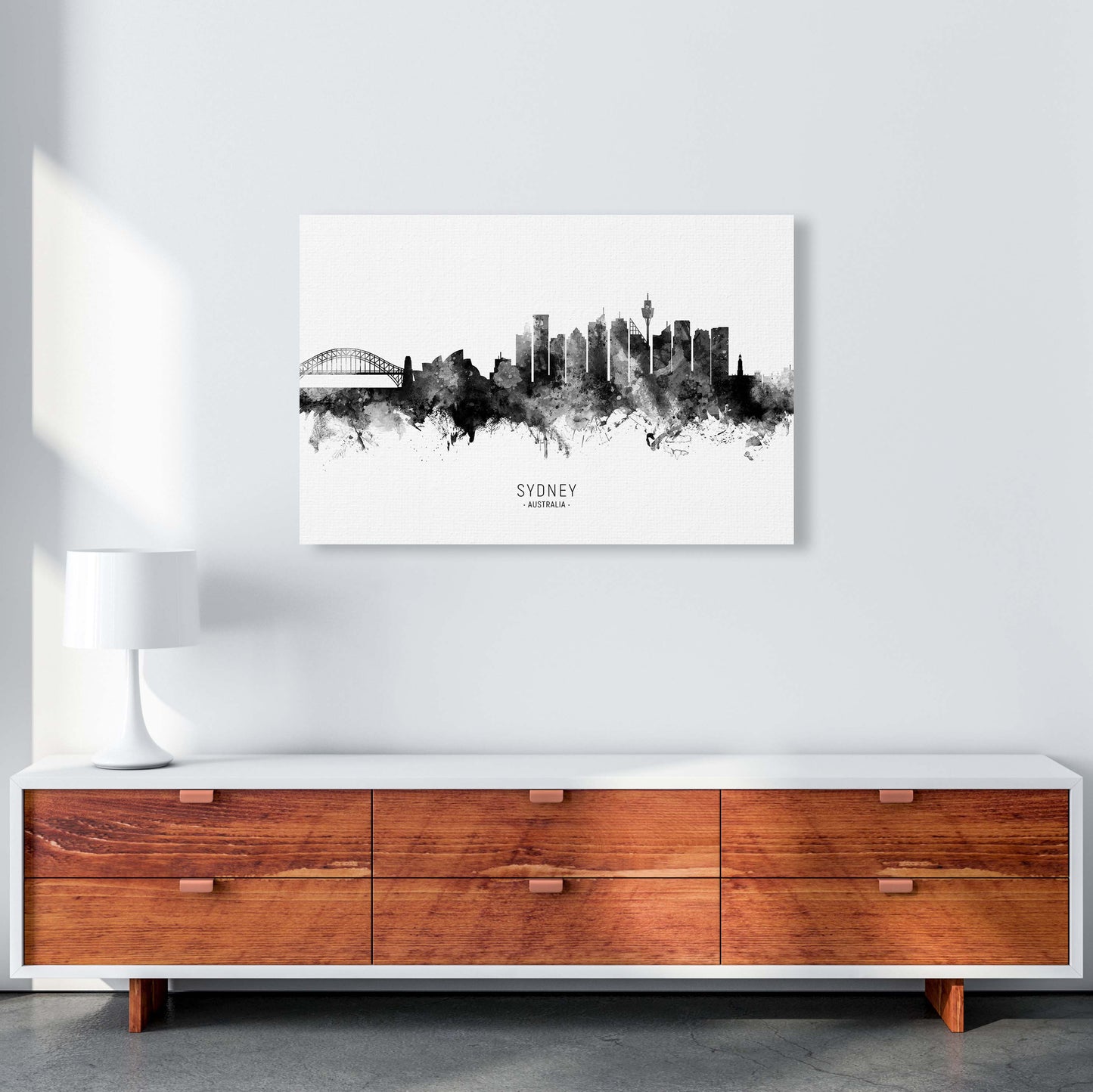 Sydney Australia Skyline Black White City Name by Michael Tompsett A1 Canvas