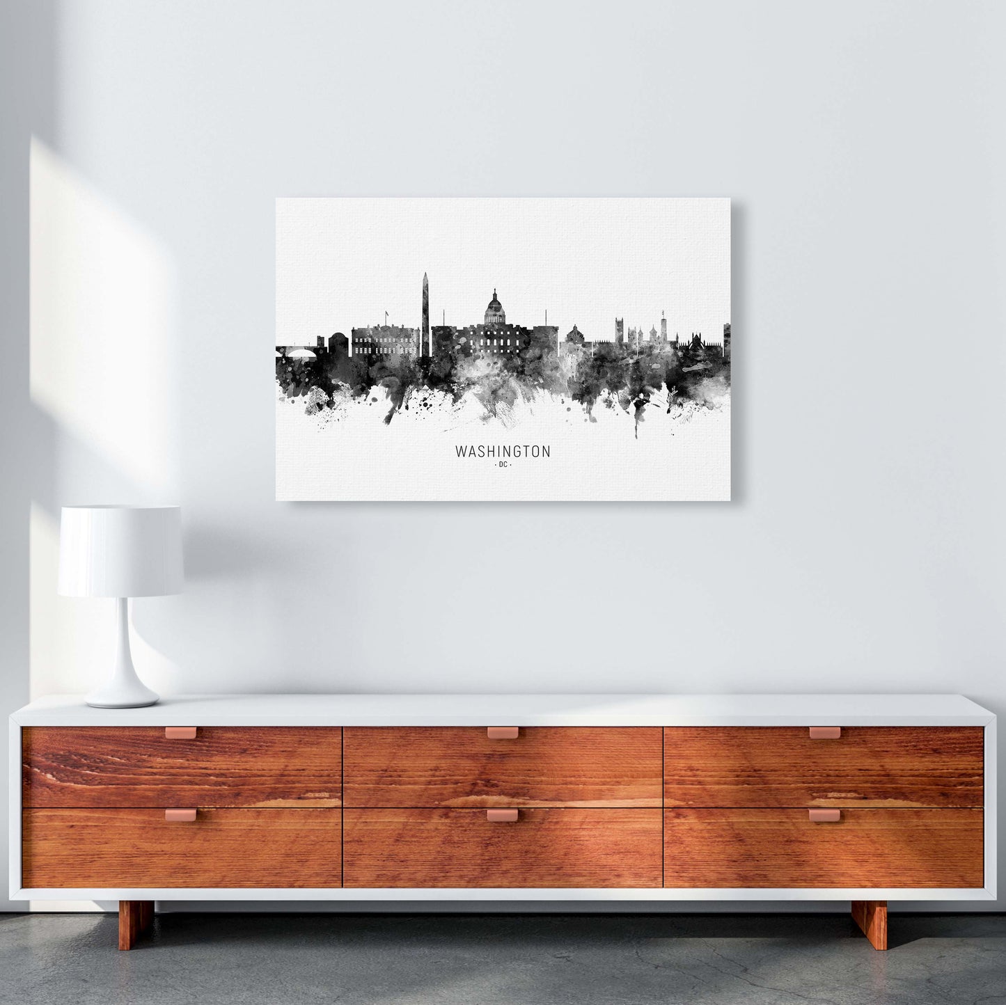 Washington Dc Skyline Black White City Name by Michael Tompsett A1 Canvas